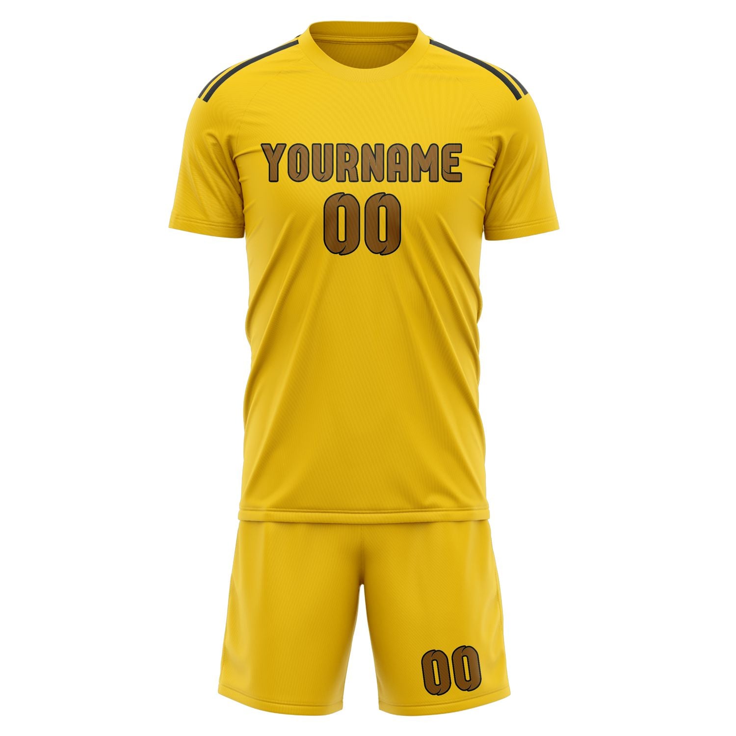Maßgeschneidertes Professionelles Gold Khaki Fußballtrikot-Set