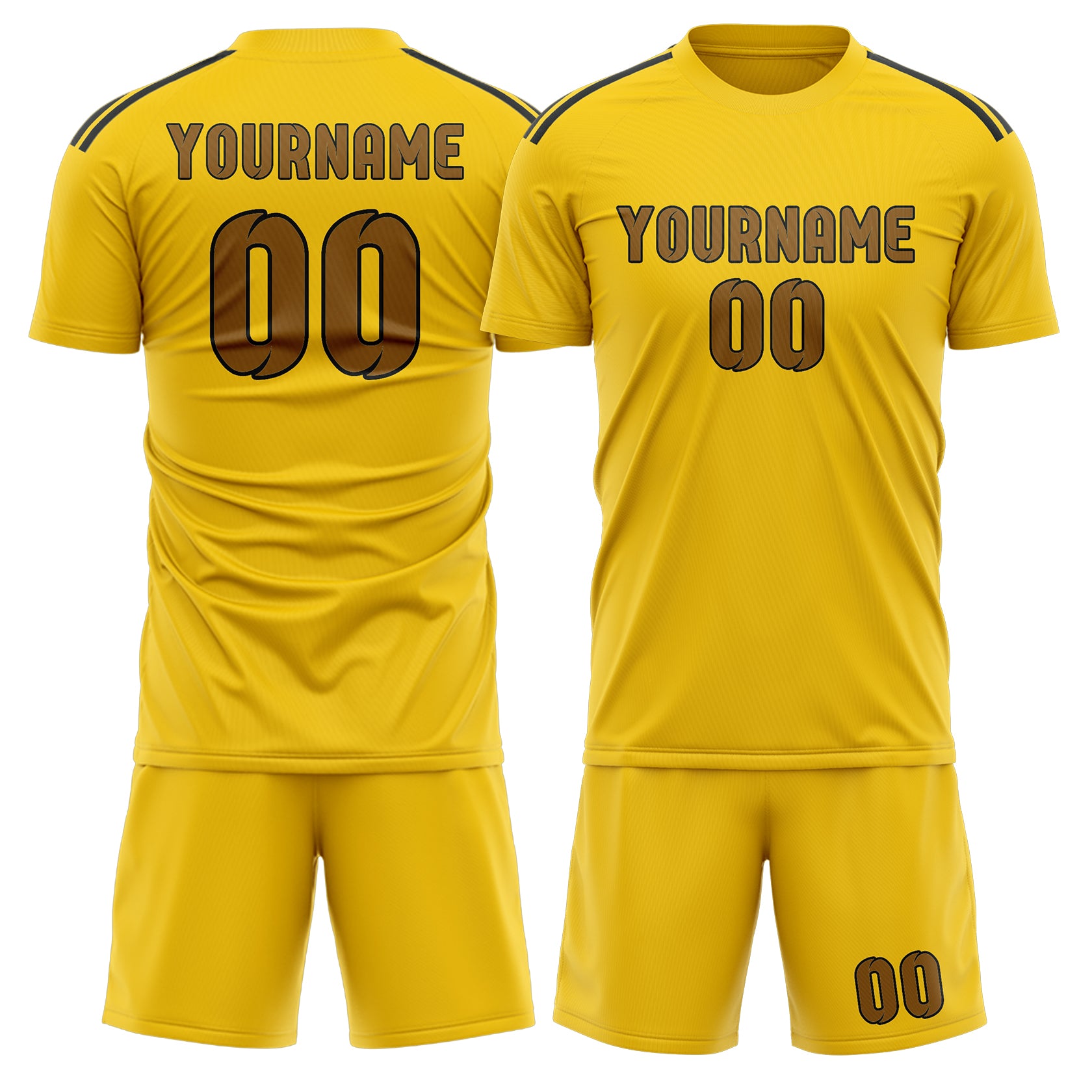 Maßgeschneidertes Professionelles Gold Khaki Fußballtrikot-Set