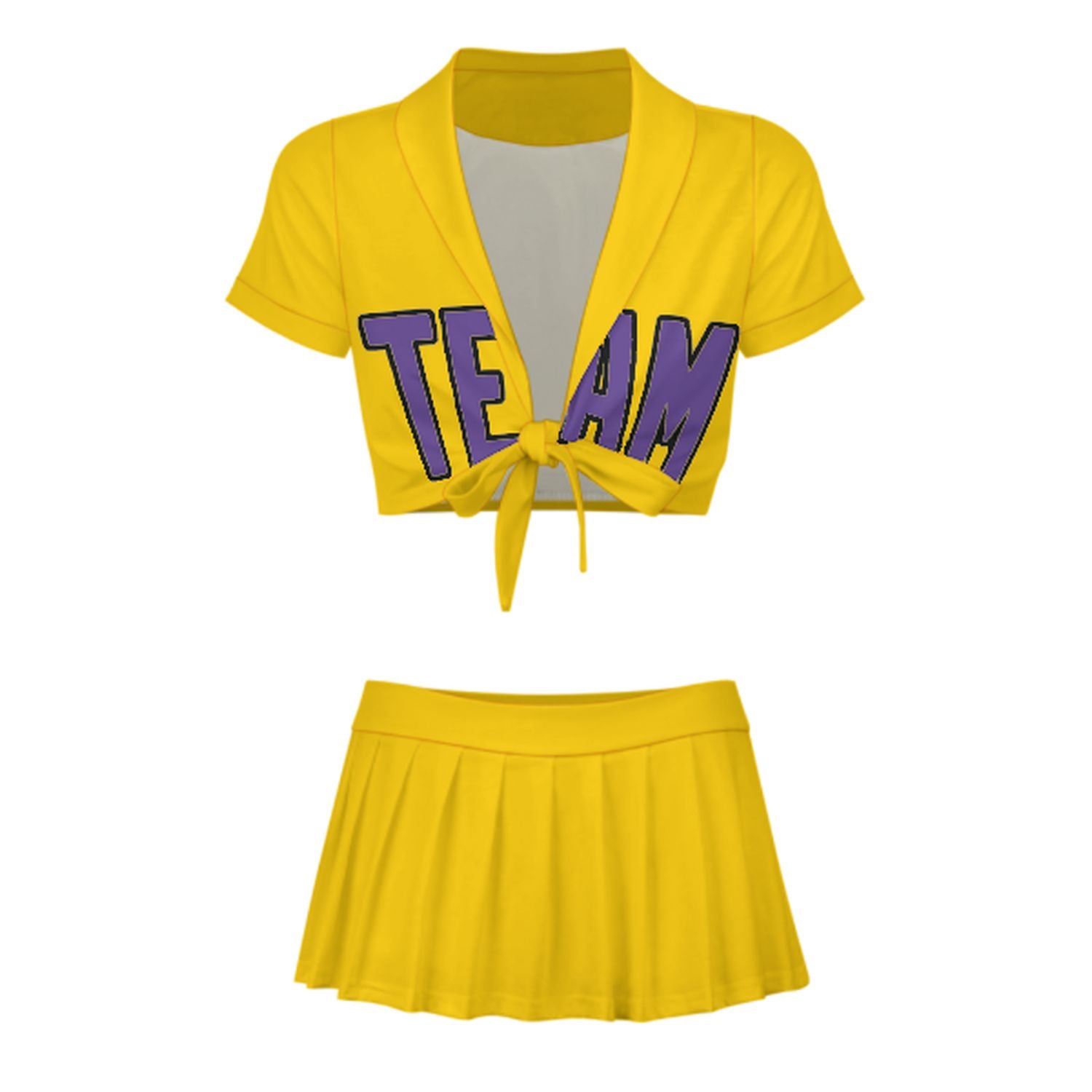 Maßgeschneidertes Gold Lavendel Cheerleader Outfit Set