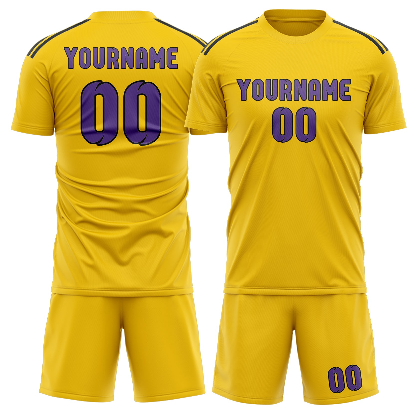 Maßgeschneidertes Professionelles Gold Lavendel Fußballtrikot-Set