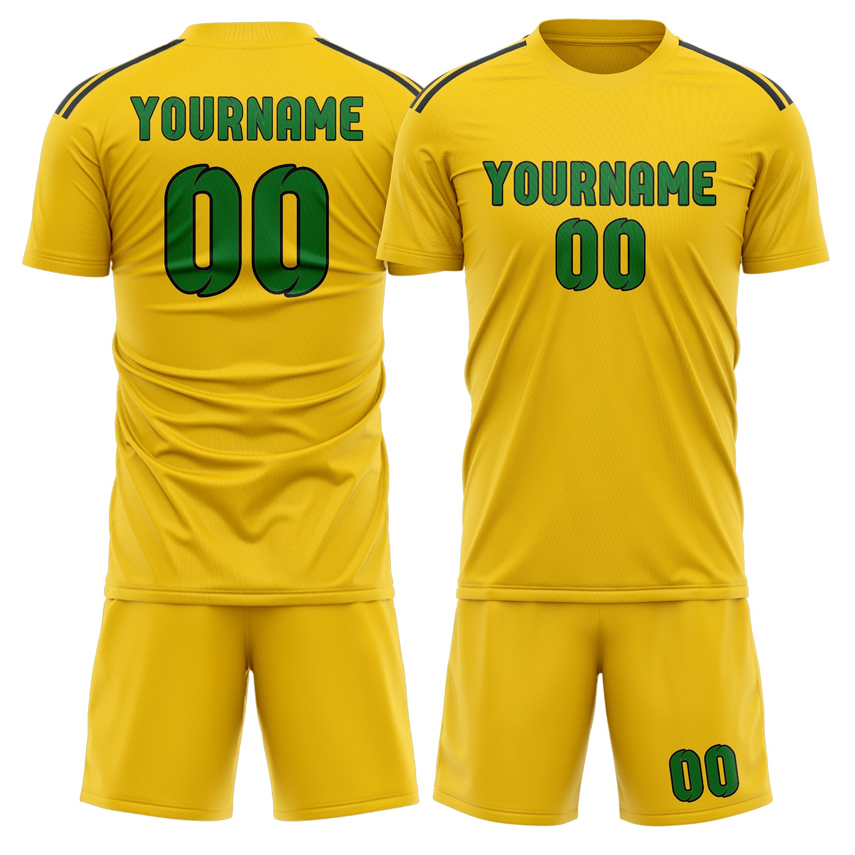 Maßgeschneidertes Professionelles Gold Smaragdgrün Fußballtrikot-Set