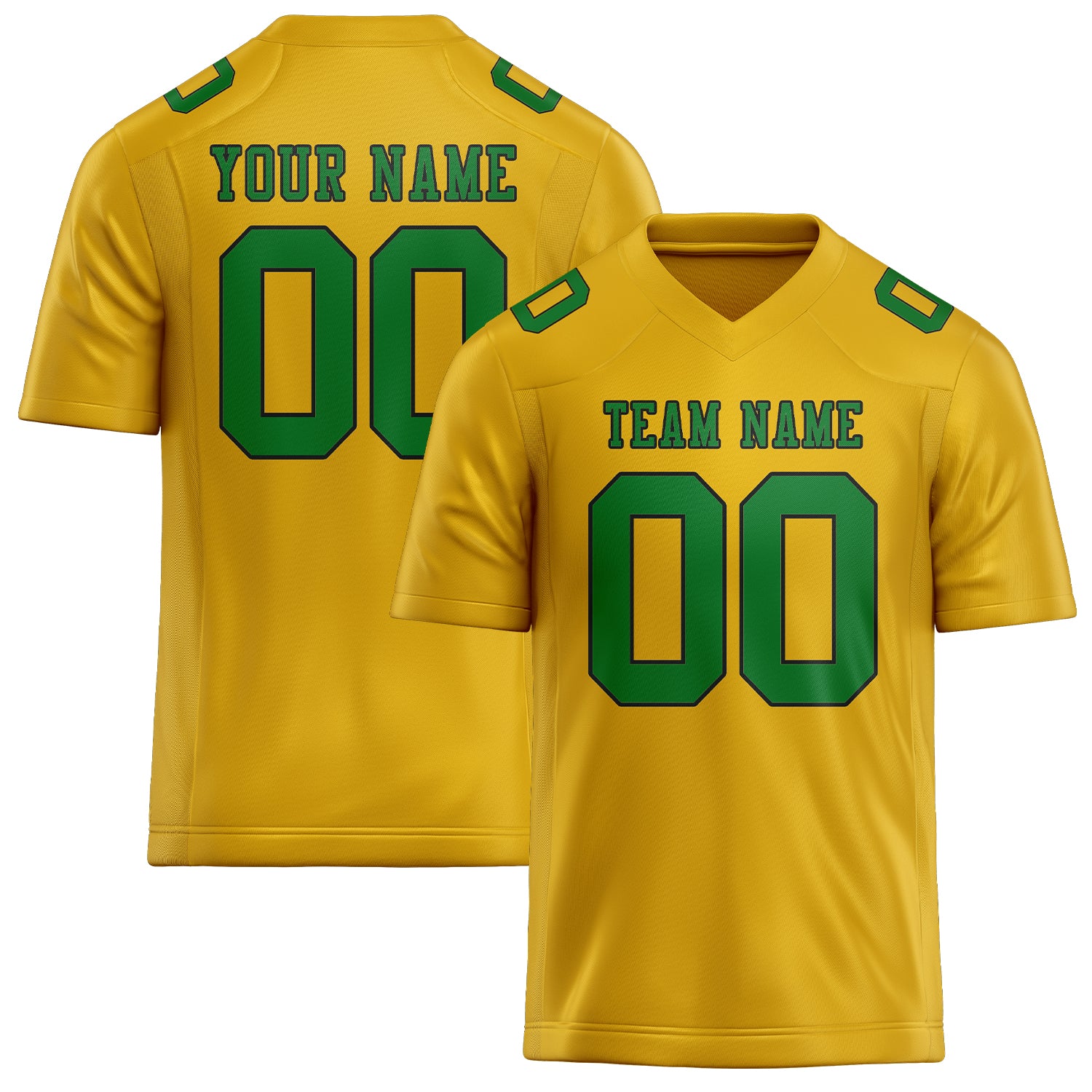 Maßgeschneidertes Professionelles Gold Smaragdgrün Rugbytrikot