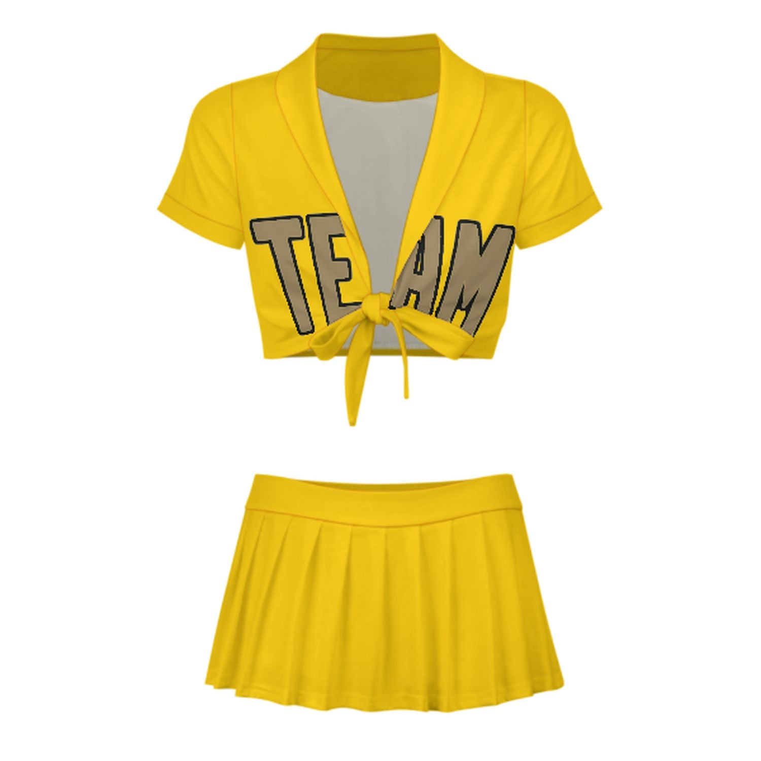 Maßgeschneidertes Gold Hellkhaki Cheerleader Outfit Set