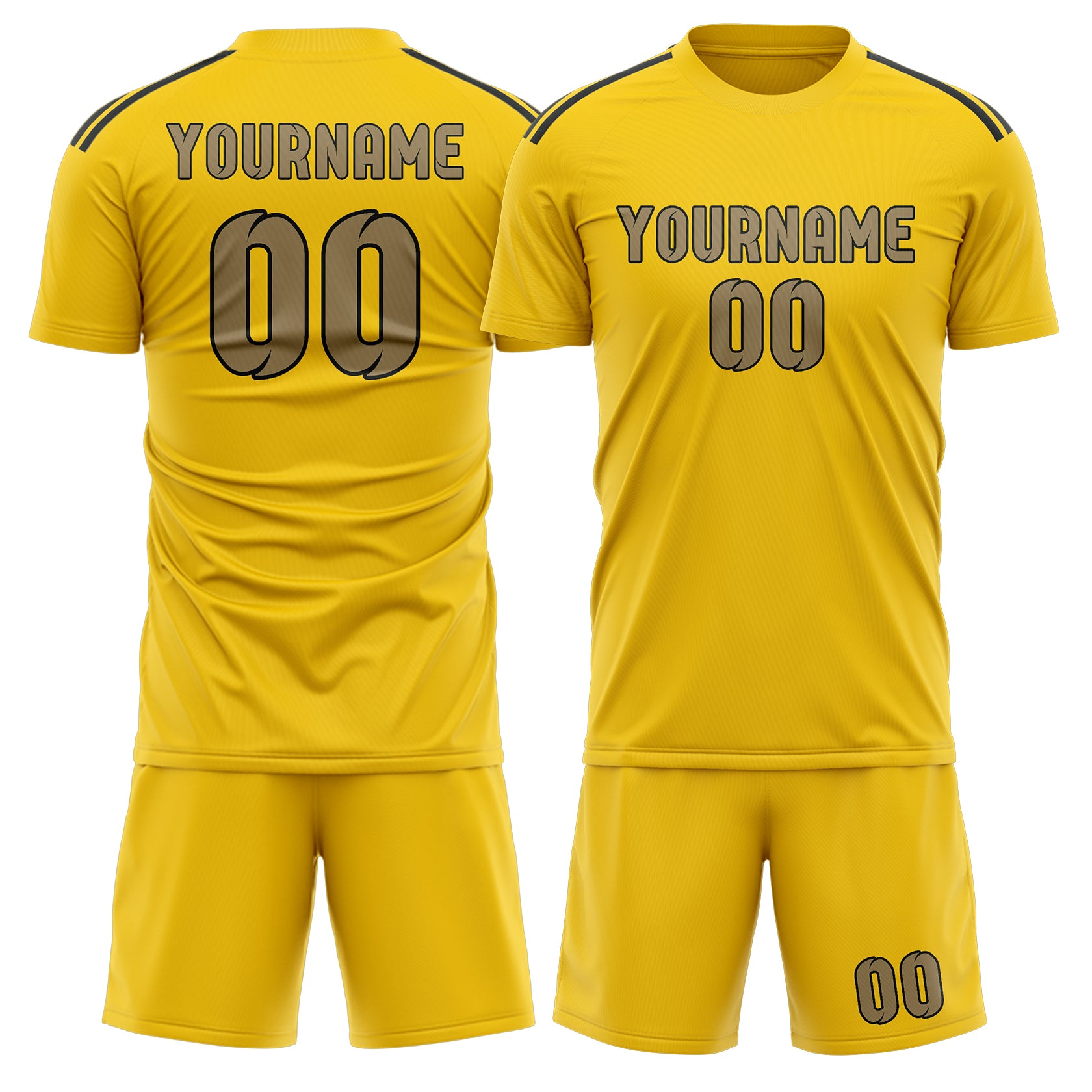 Maßgeschneidertes Professionelles Gold Hellkhaki Fußballtrikot-Set