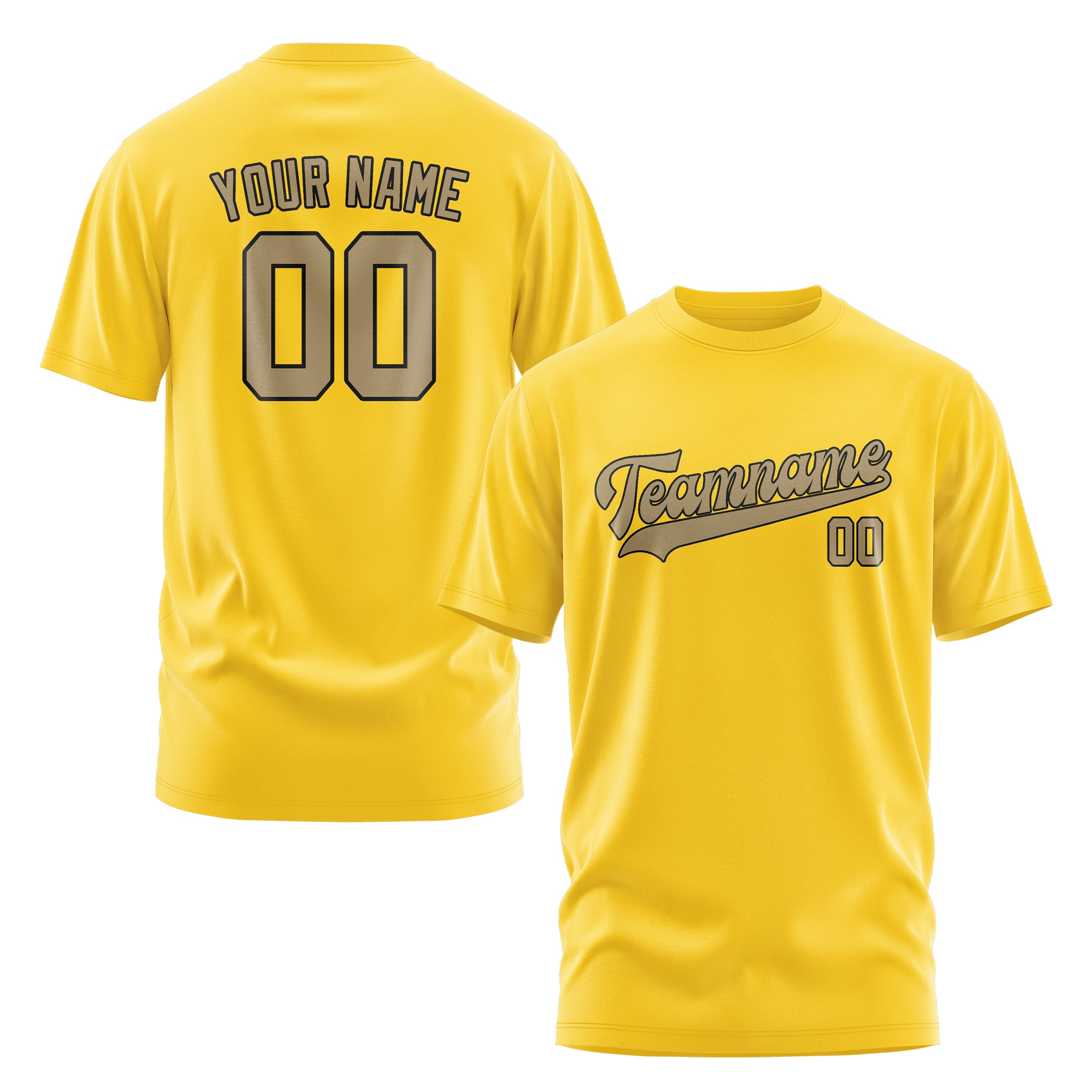 Maßgeschneidertes Gold Hellkhaki T-Shirt