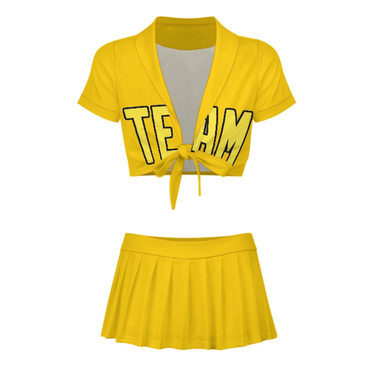 Maßgeschneidertes Gold Blassgelb Cheerleader Outfit Set