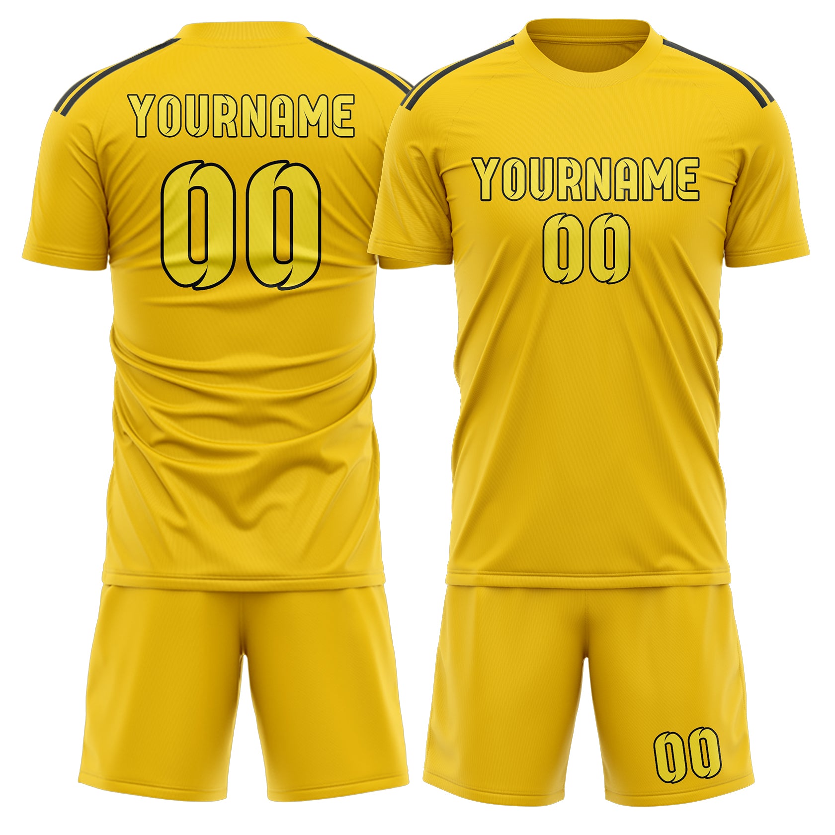 Maßgeschneidertes Professionelles Gold Blassgelb Fußballtrikot-Set
