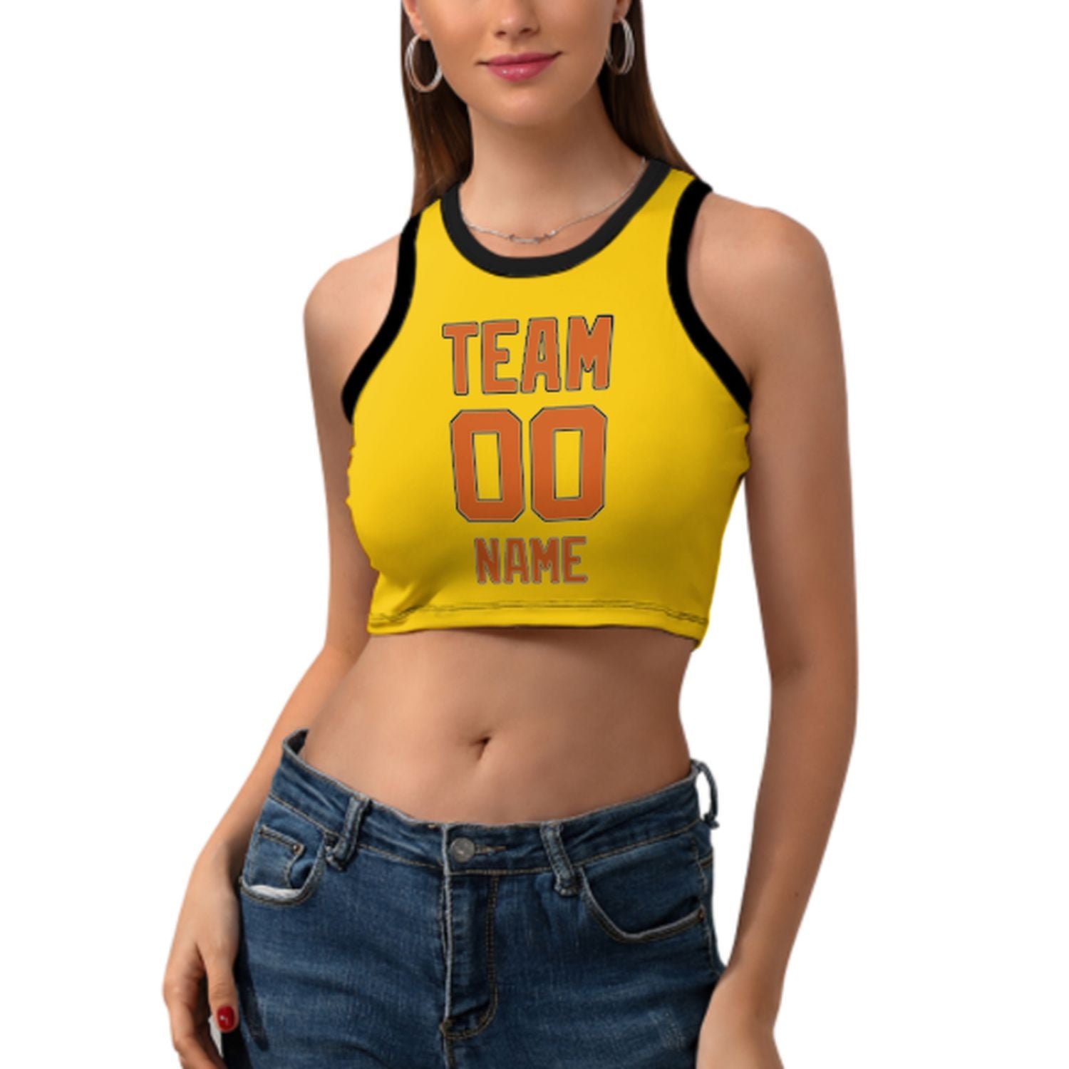 Maßgeschneidertes Gold Orange Ärmelloses Tanktop