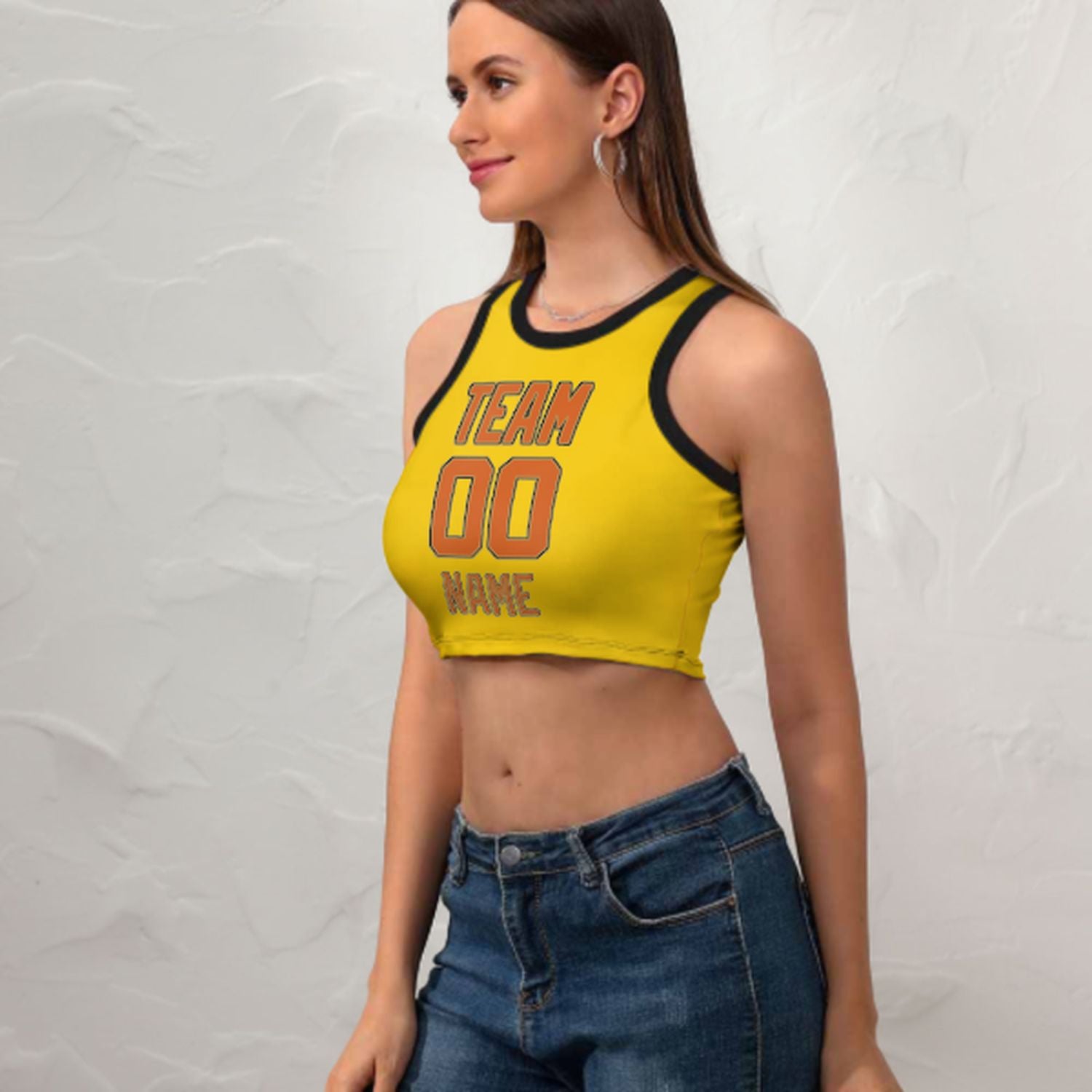 Maßgeschneidertes Gold Orange Ärmelloses Tanktop