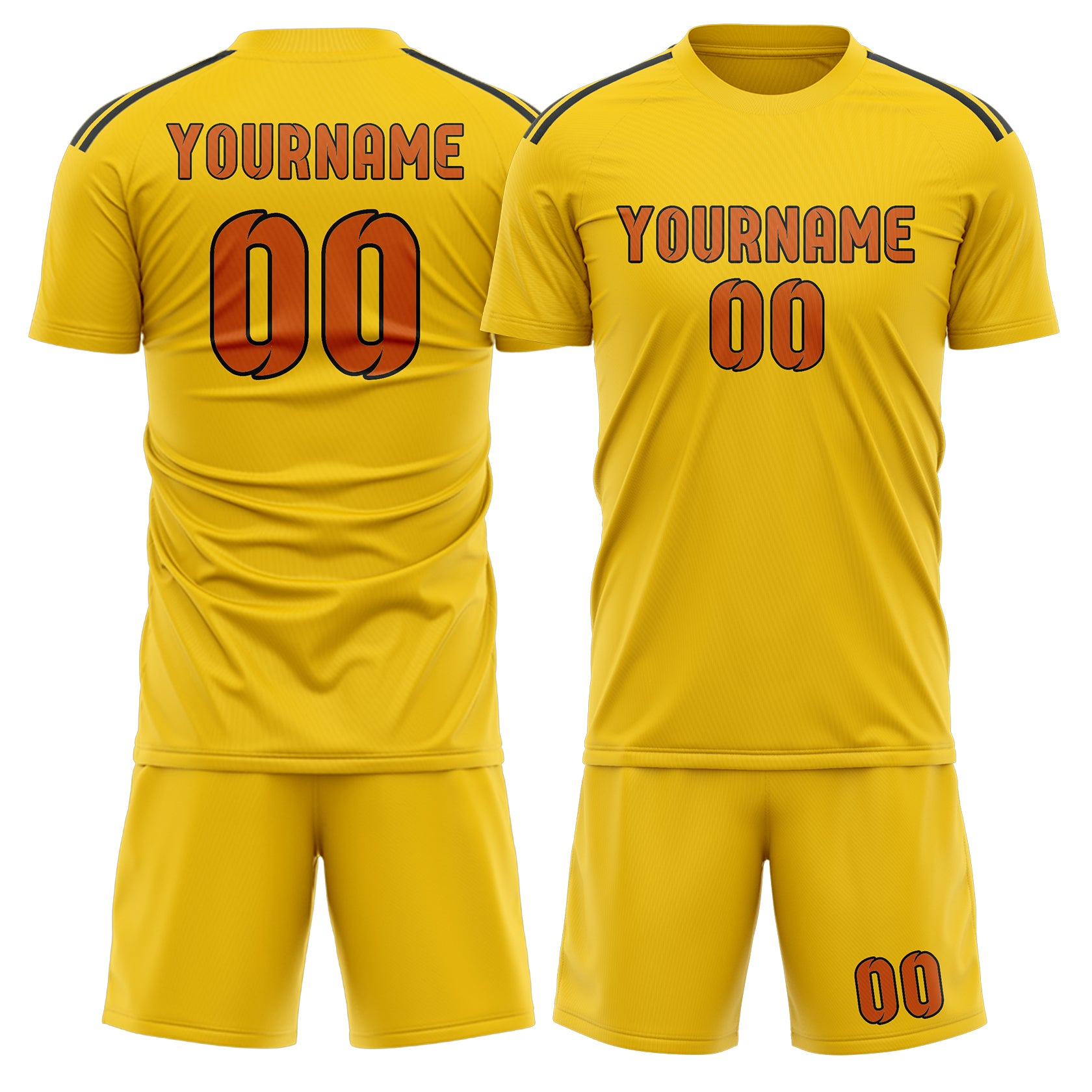Maßgeschneidertes Professionelles Gold Orange Fußballtrikot-Set