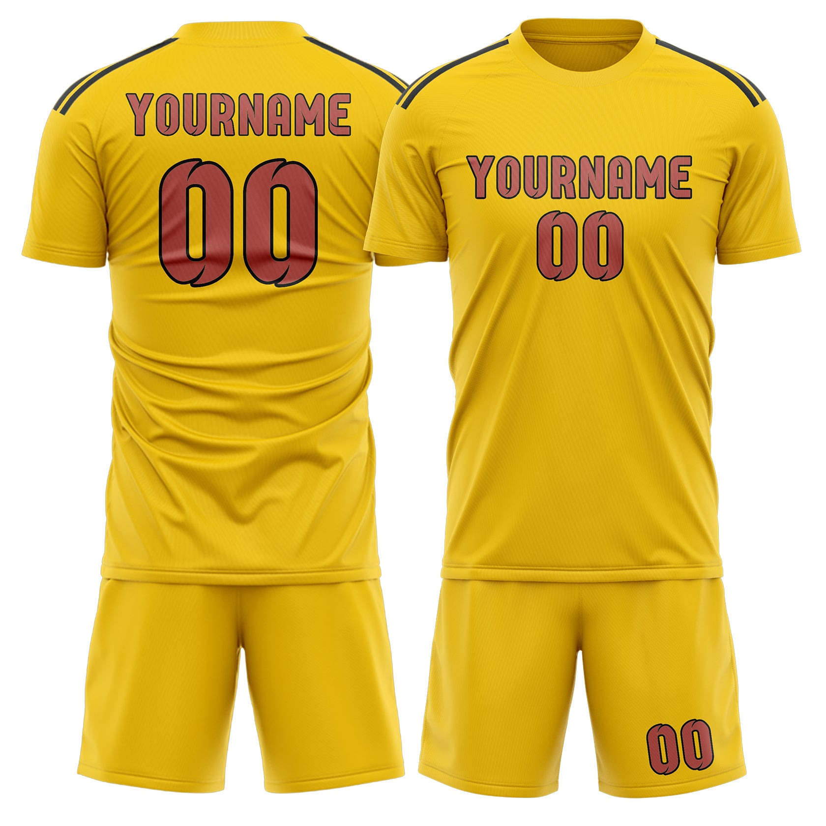Maßgeschneidertes Professionelles Gold Kupferrose Fußballtrikot-Set