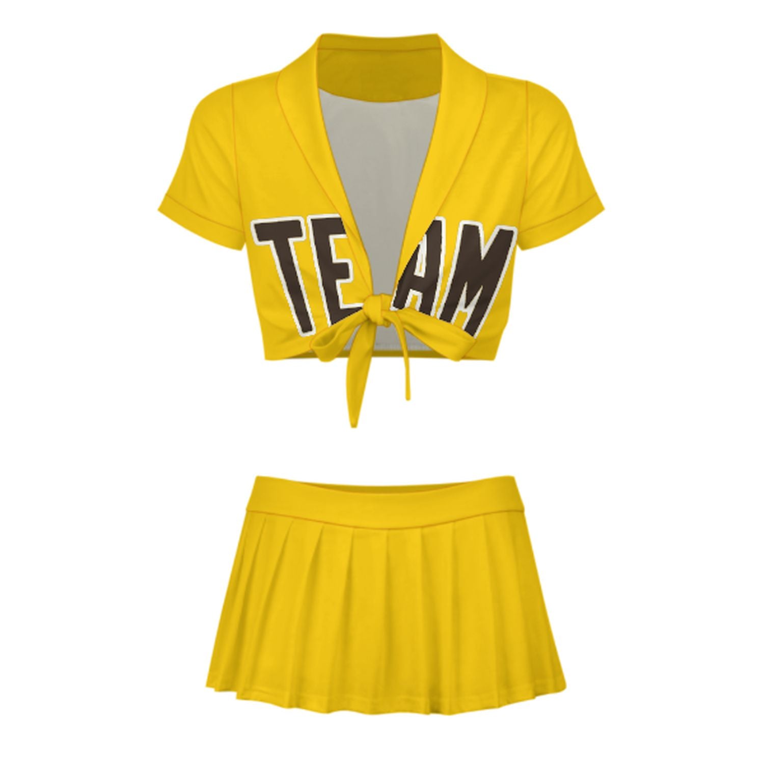 Maßgeschneidertes Gold Braun Cheerleader Outfit Set