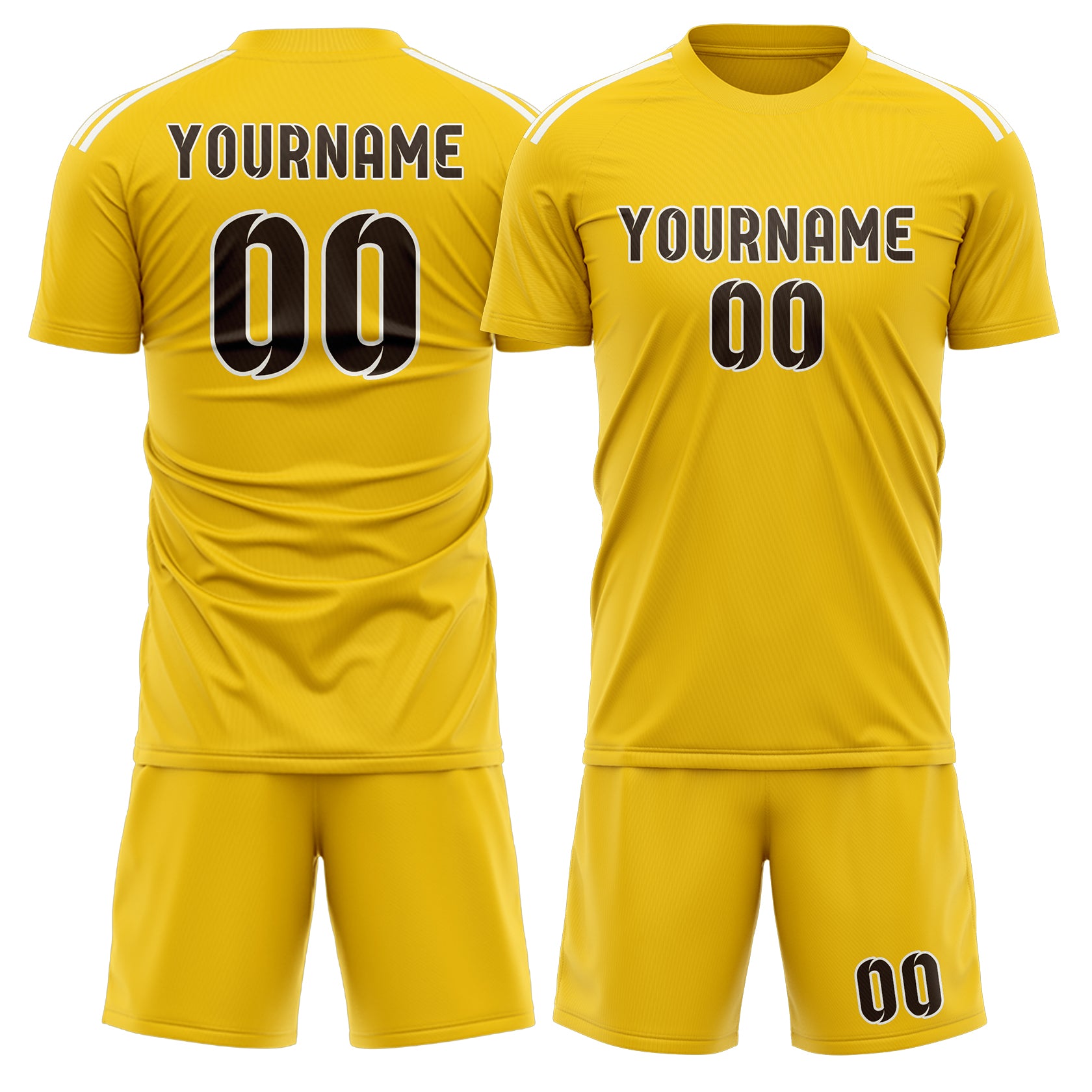 Maßgeschneidertes Professionelles Gold Braun Fußballtrikot-Set