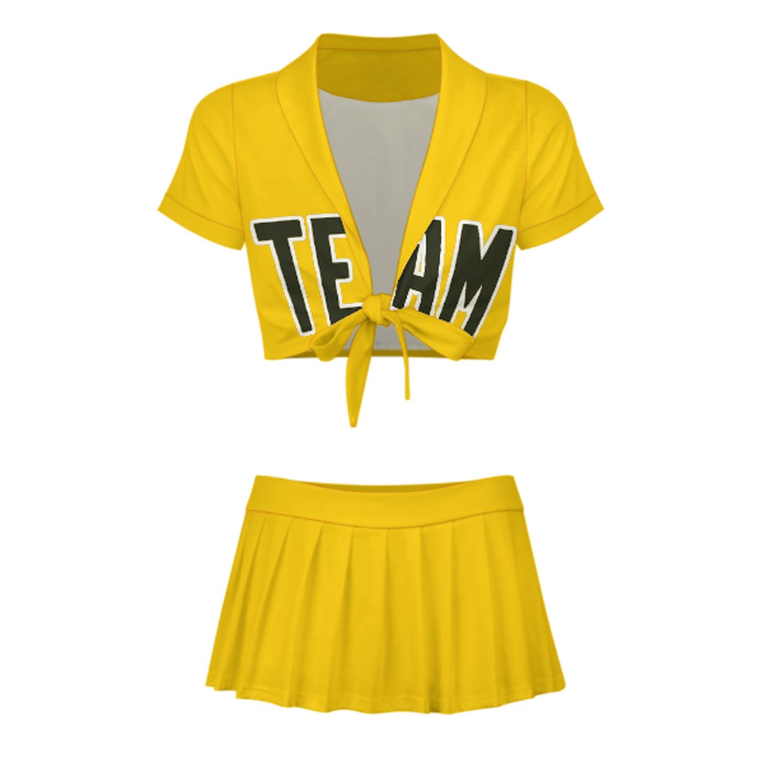 Maßgeschneidertes Gold Dunkles Oliv Cheerleader Outfit Set
