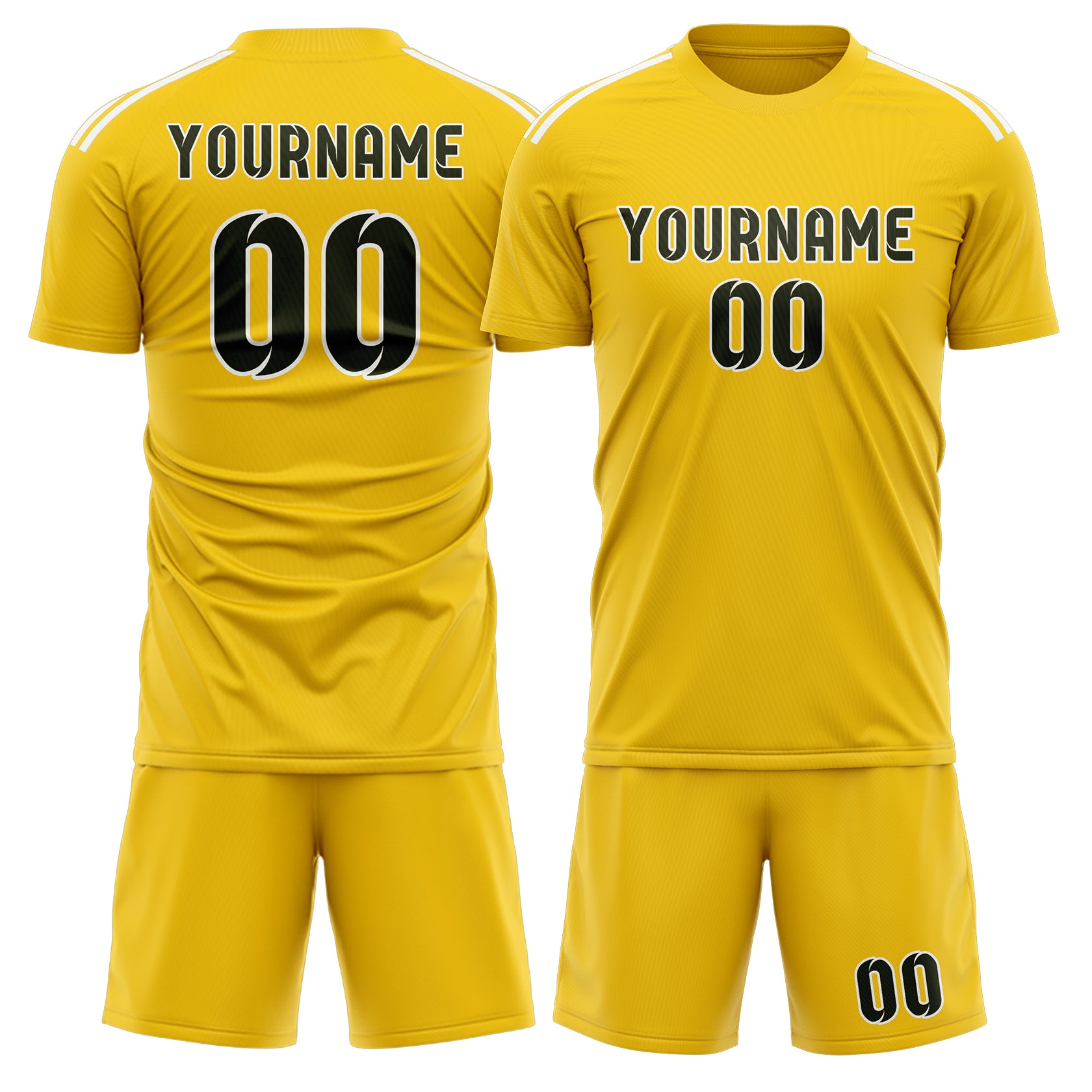 Maßgeschneidertes Professionelles Gold Dunkles Oliv Fußballtrikot-Set