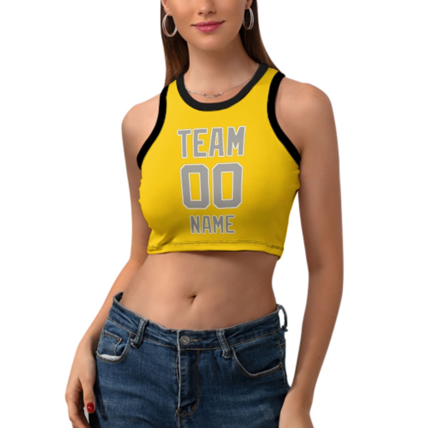 Maßgeschneidertes Gold Grau Ärmelloses Tanktop