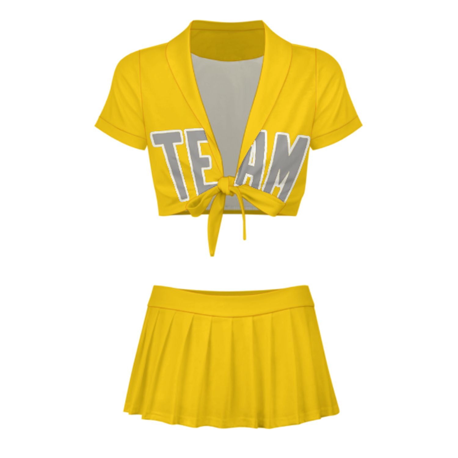 Maßgeschneidertes Gold Grau Cheerleader Outfit Set