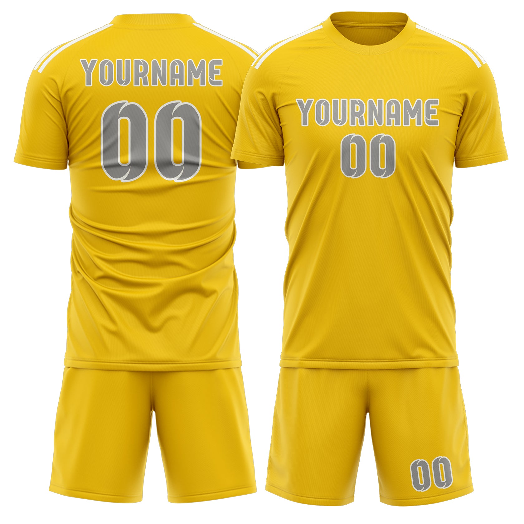 Maßgeschneidertes Professionelles Gold Grau Fußballtrikot-Set