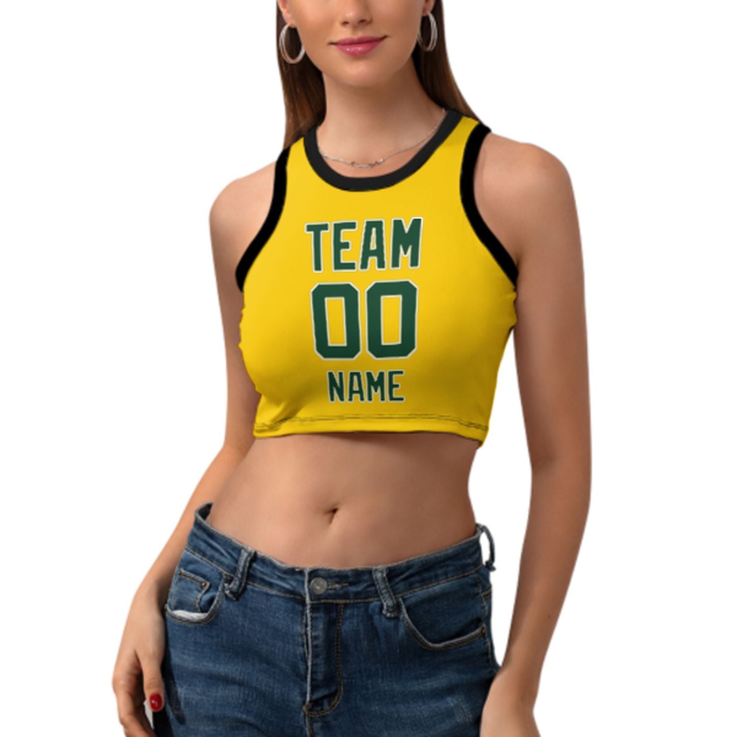 Maßgeschneidertes Gold Moosgrün Ärmelloses Tanktop