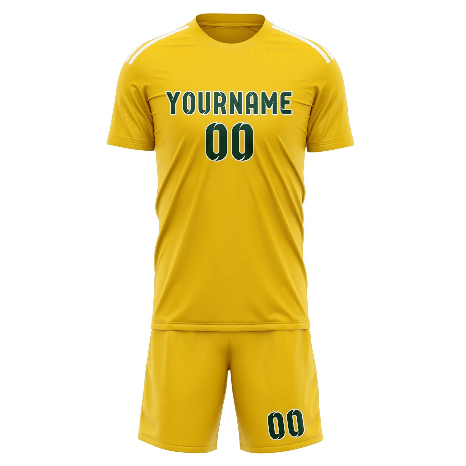 Maßgeschneidertes Professionelles Gold Moosgrün Fußballtrikot-Set