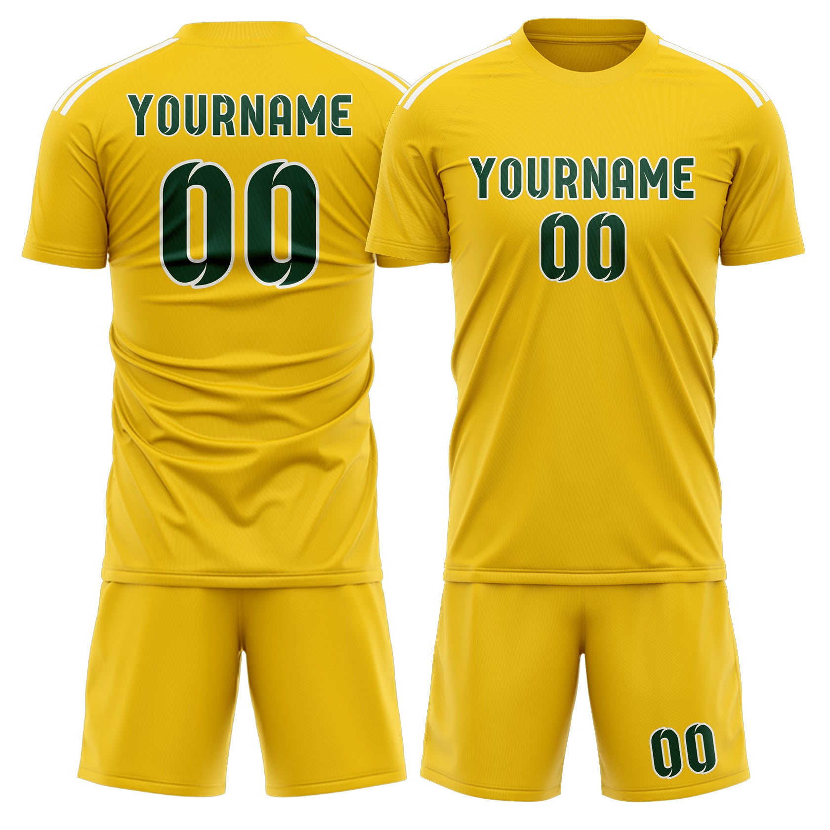 Maßgeschneidertes Professionelles Gold Moosgrün Fußballtrikot-Set