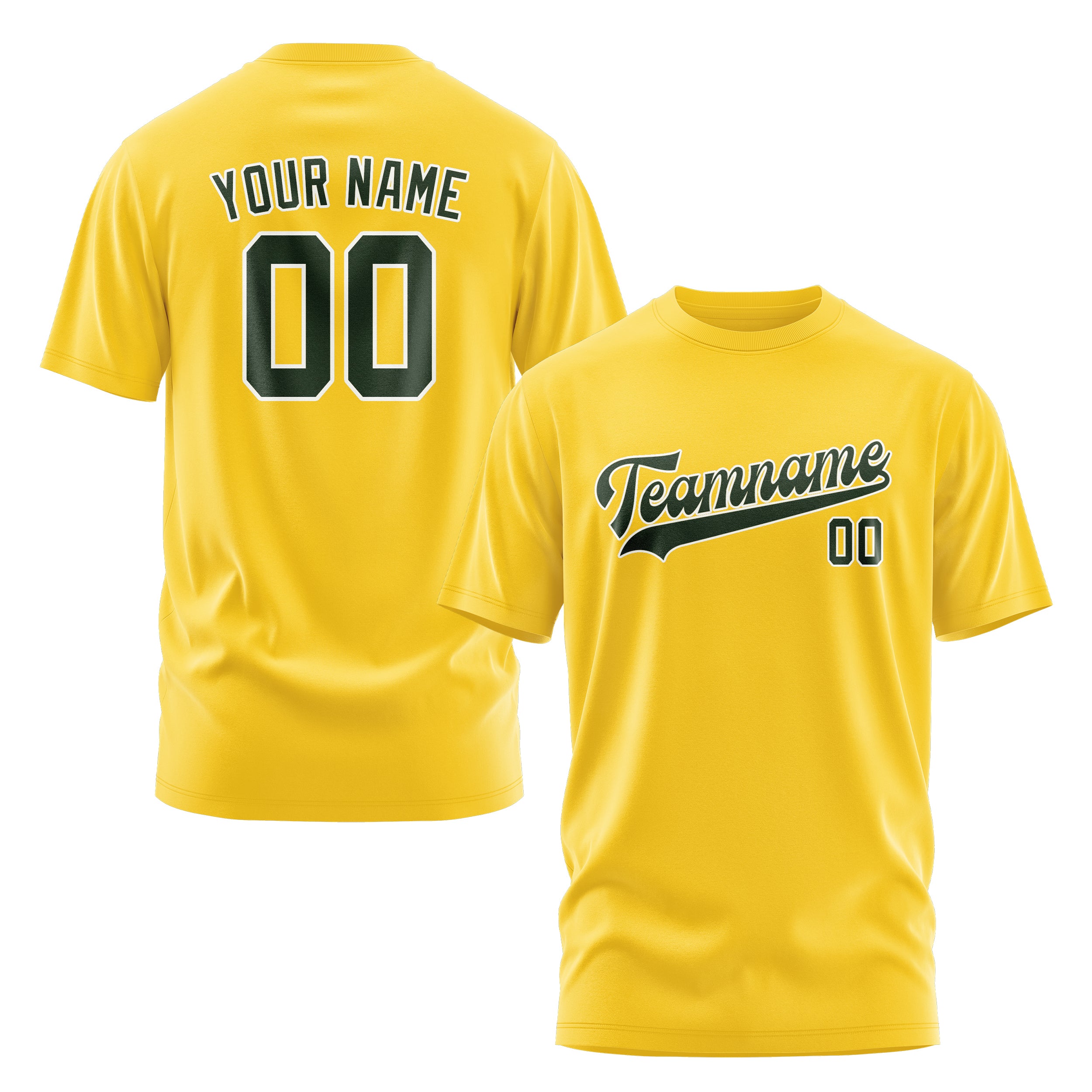 Maßgeschneidertes Gold Tannengrün T-Shirt