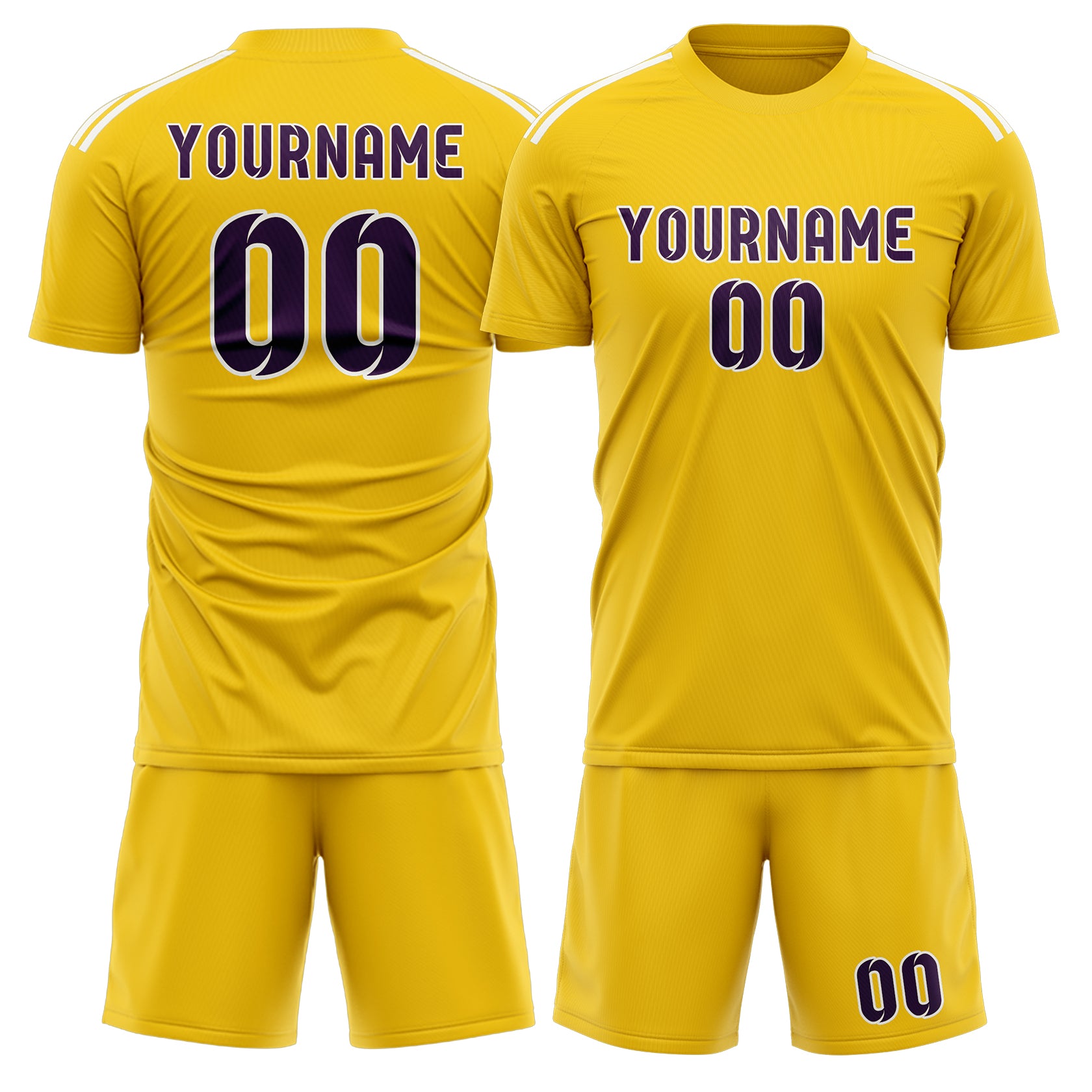 Maßgeschneidertes Professionelles Gold Lila Fußballtrikot-Set