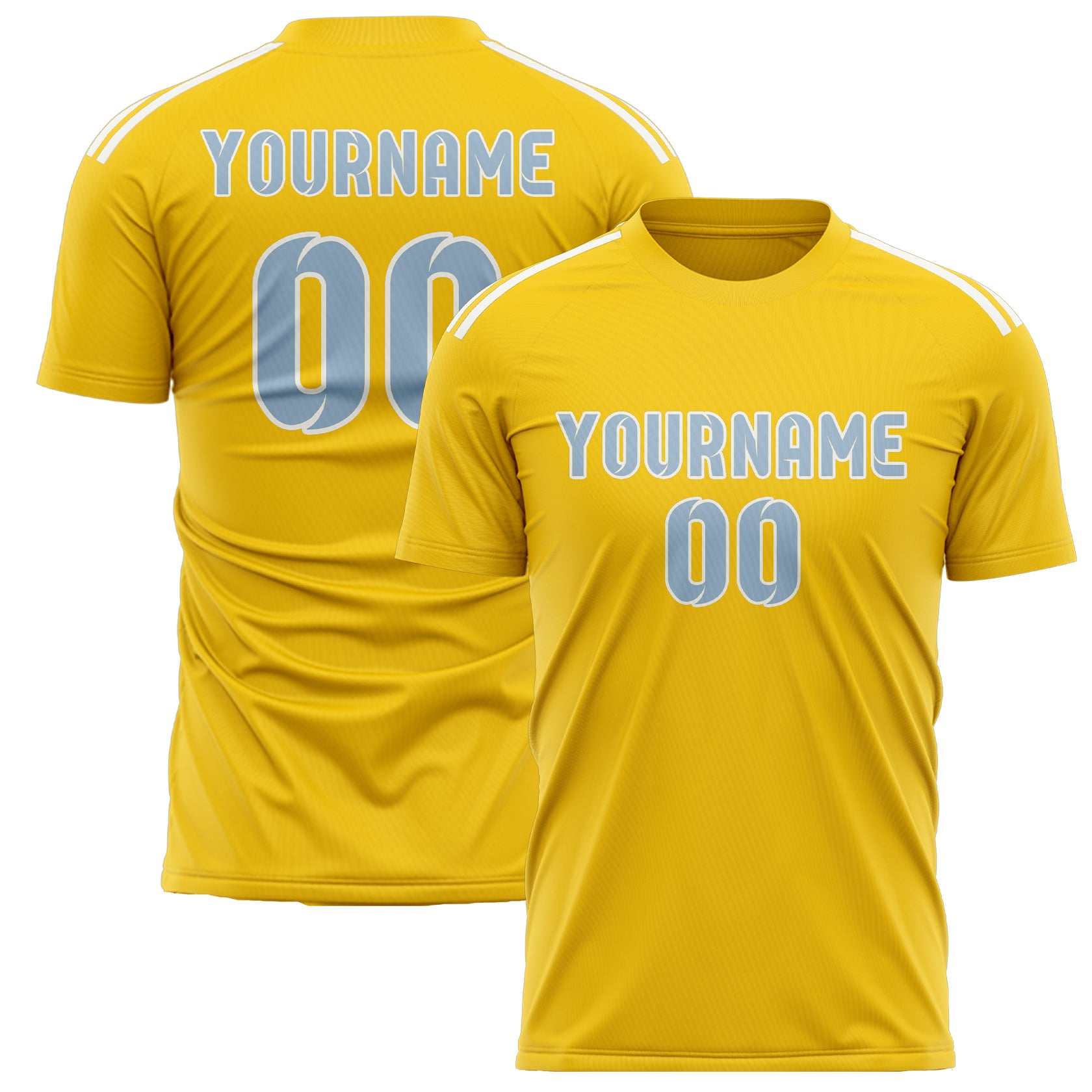 Benutzerdefiniertes Professionelles Gold Hellblau Fußballtrikot