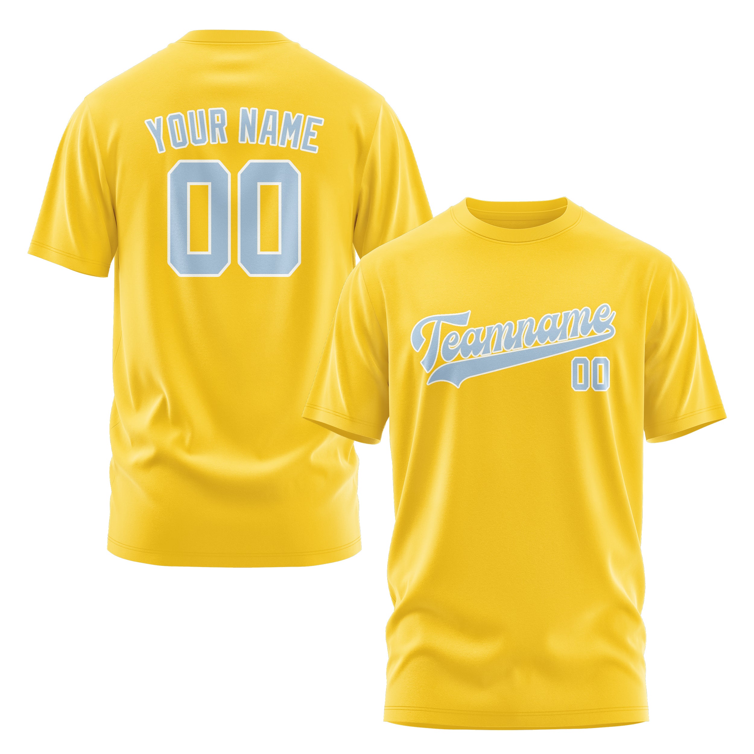 Maßgeschneidertes Gold Hellblau T-Shirt