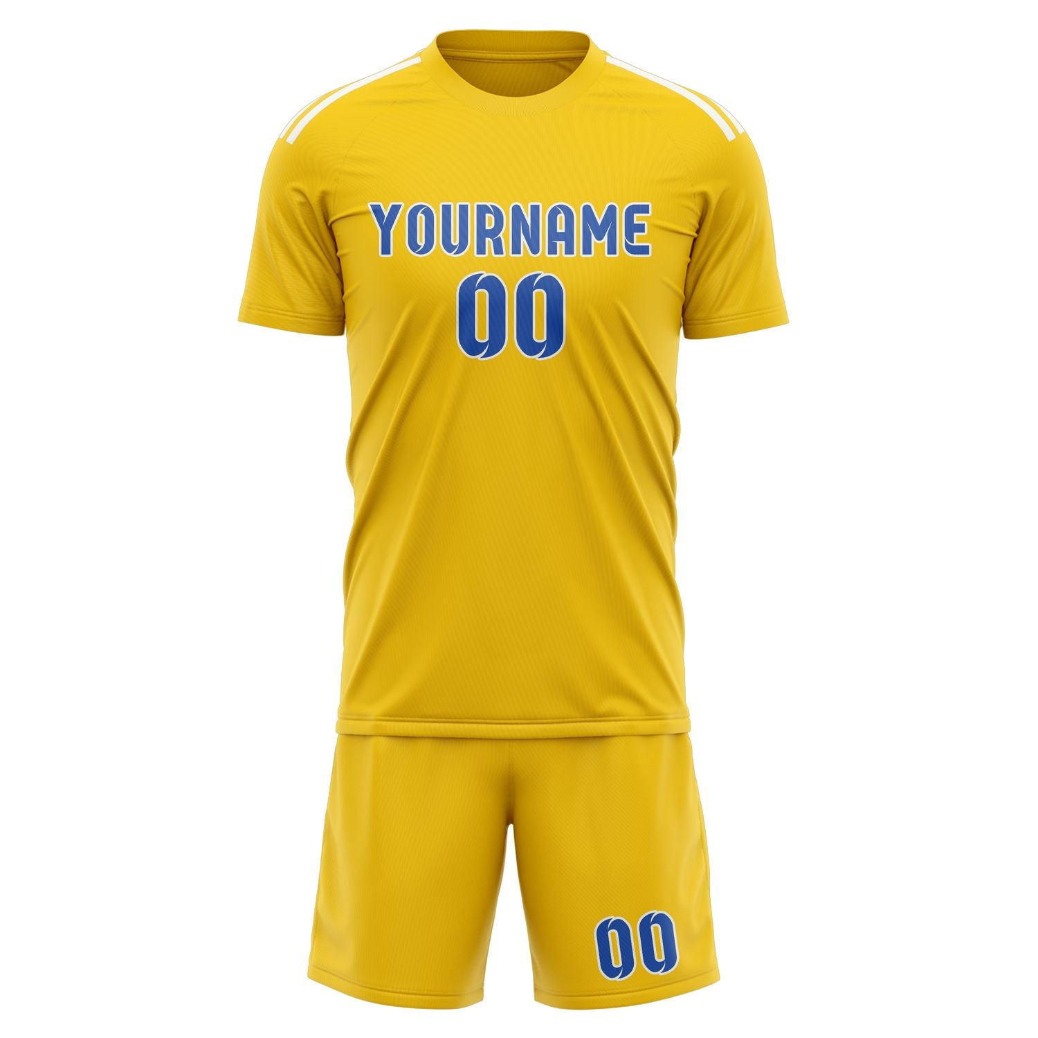Maßgeschneidertes Professionelles Gold Himmelblau Fußballtrikot-Set