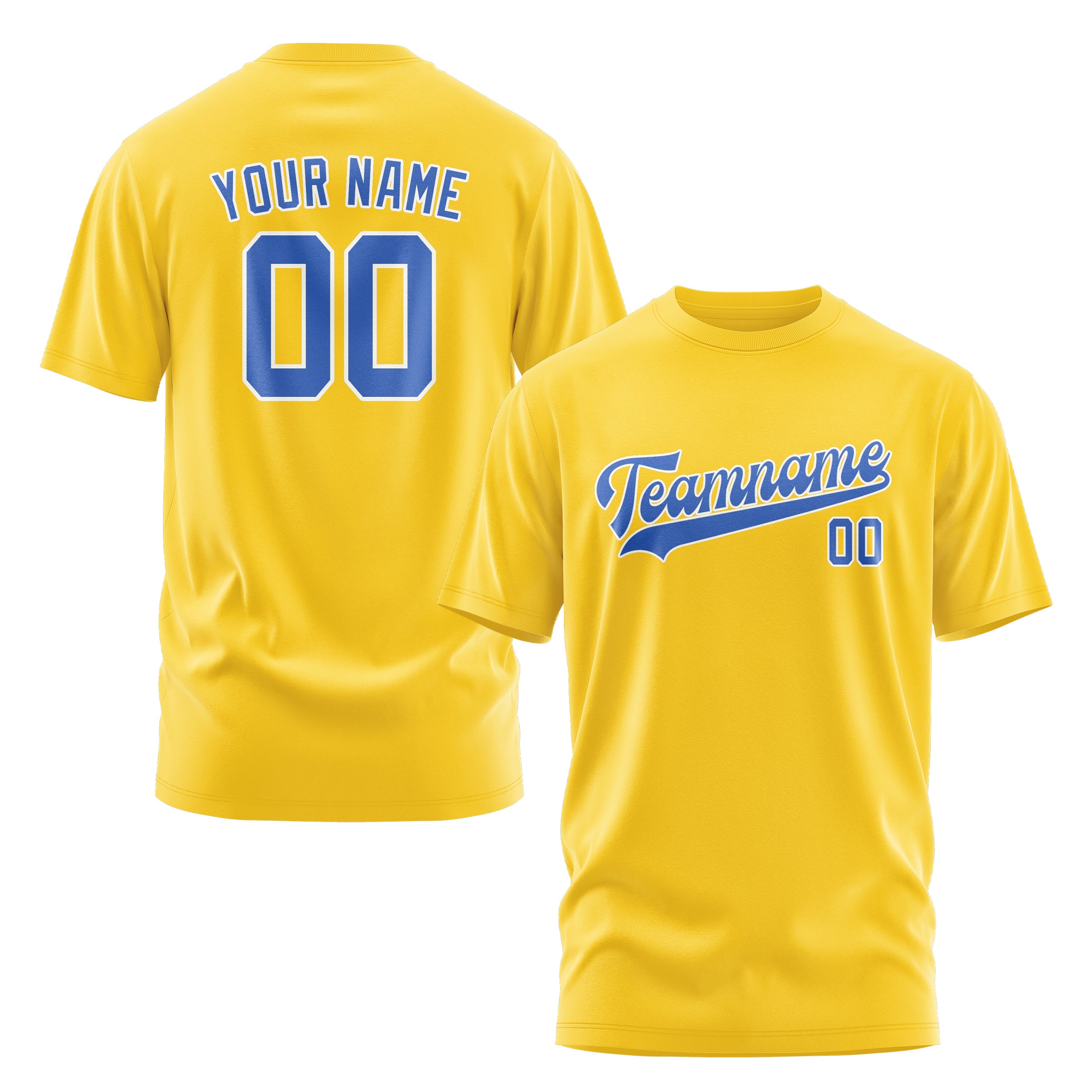 Maßgeschneidertes Gold Himmelblau T-Shirt