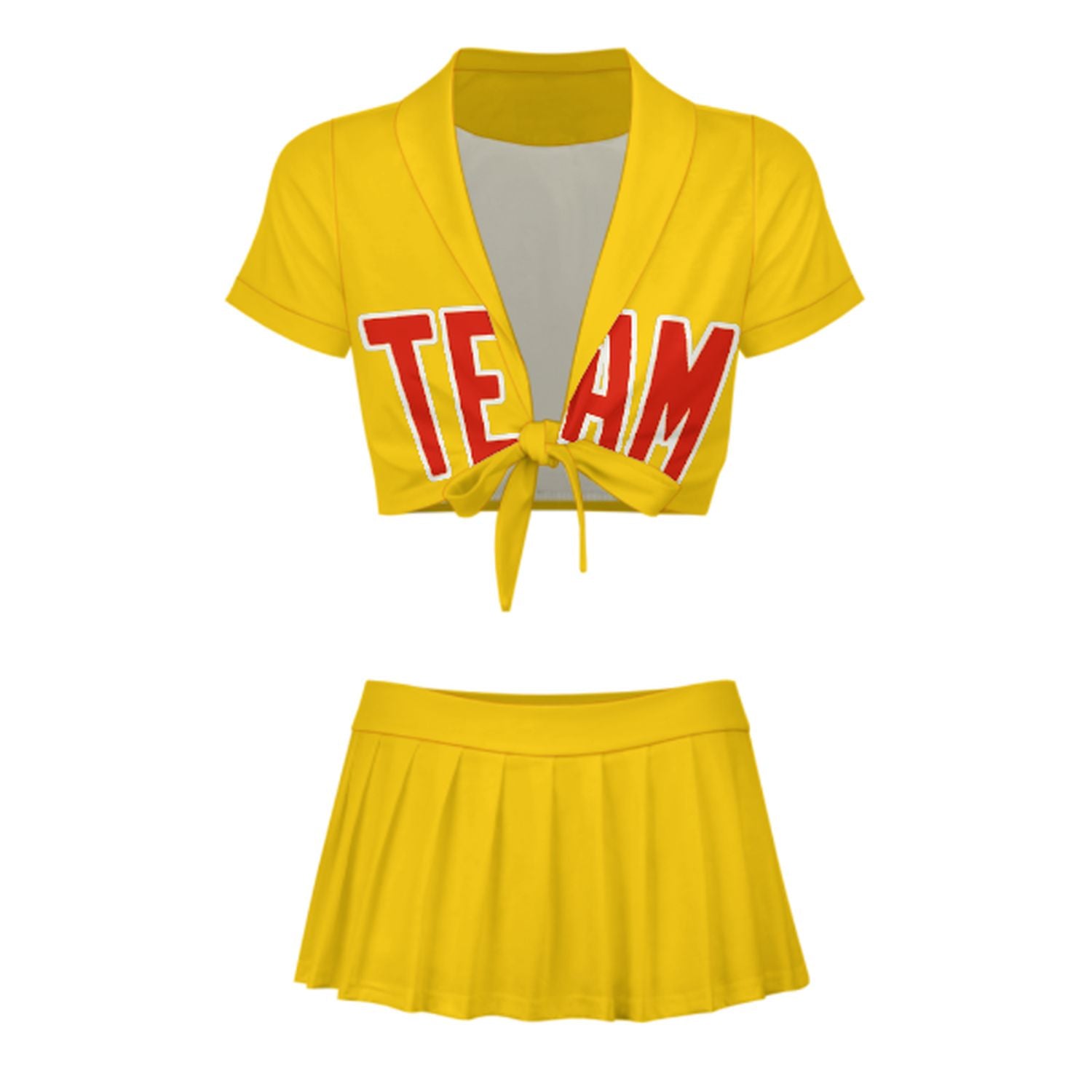 Maßgeschneidertes Gold Orangerot Cheerleader Outfit Set