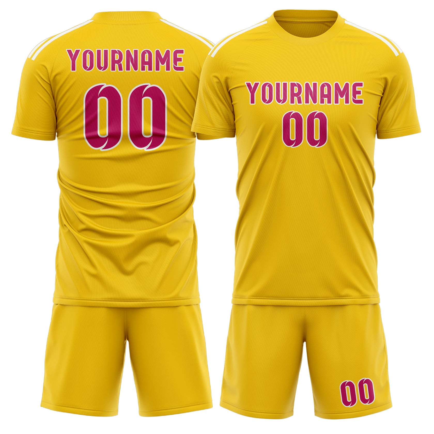 Maßgeschneidertes Professionelles Gold Rosarot Fußballtrikot-Set