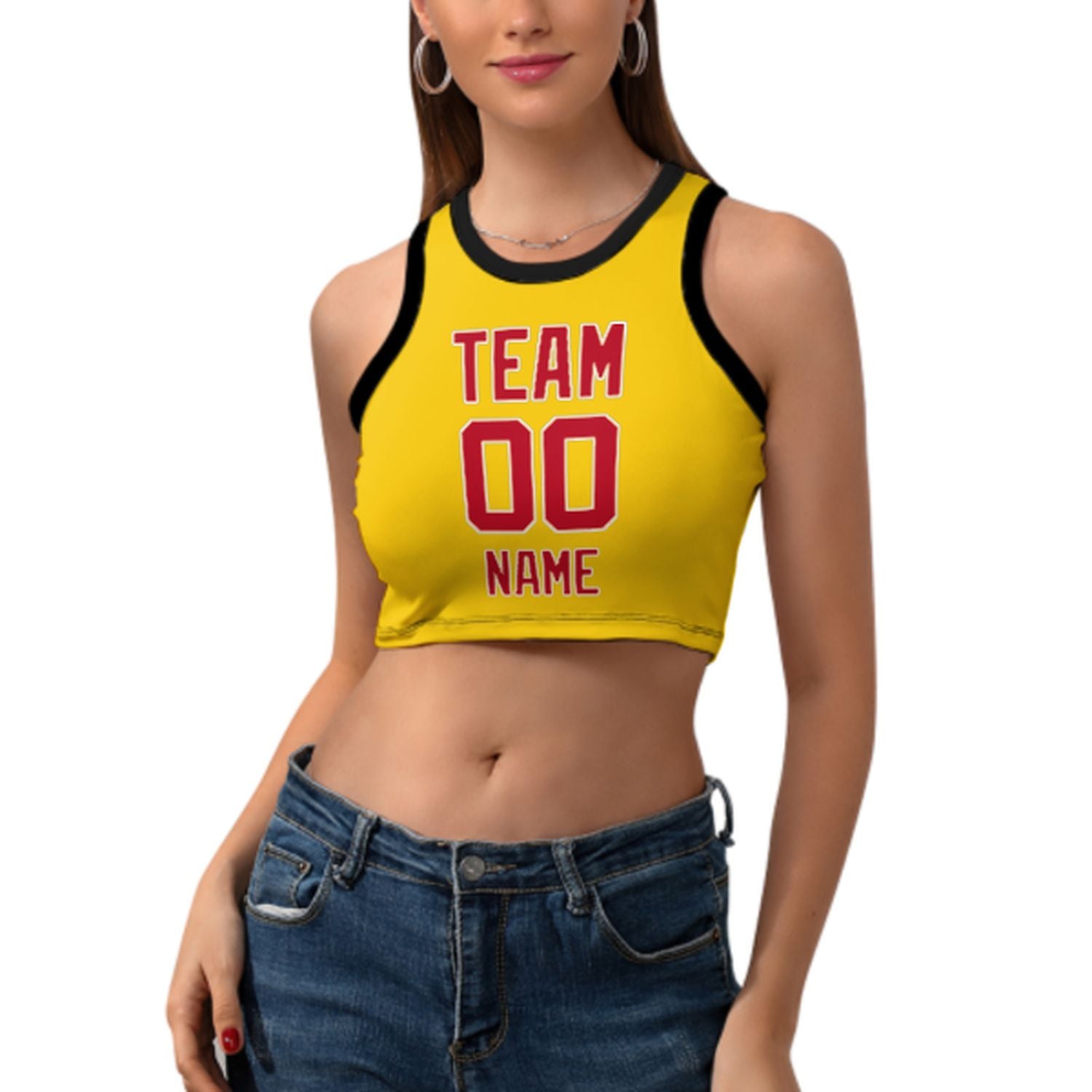Maßgeschneidertes Gold Rot Ärmelloses Tanktop