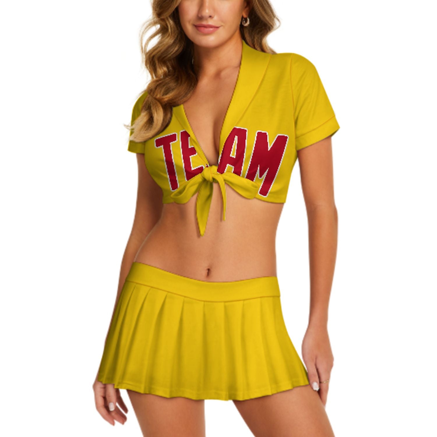 Maßgeschneidertes Gold Rot Cheerleader Outfit Set