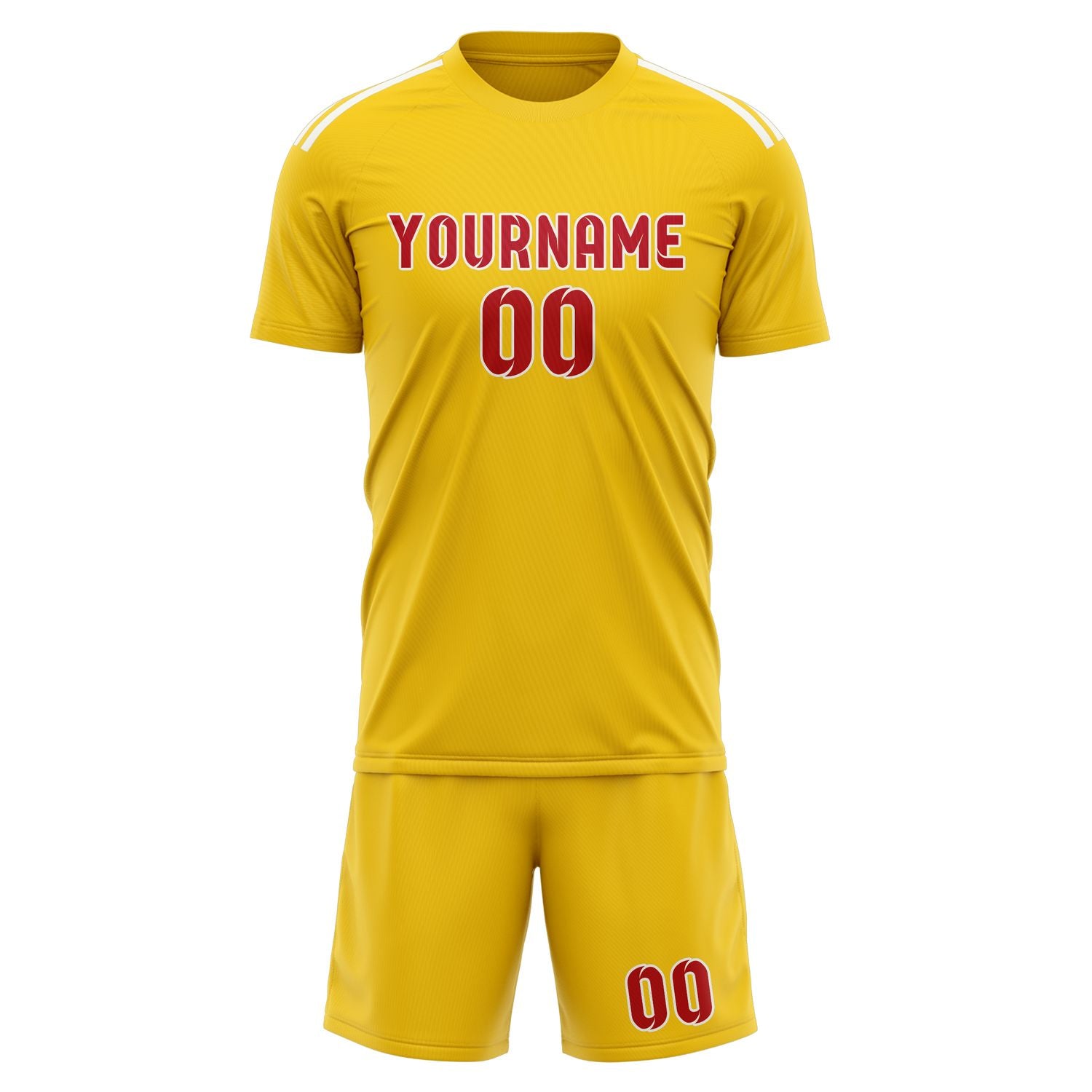 Maßgeschneidertes Professionelles Gold Rot Fußballtrikot-Set