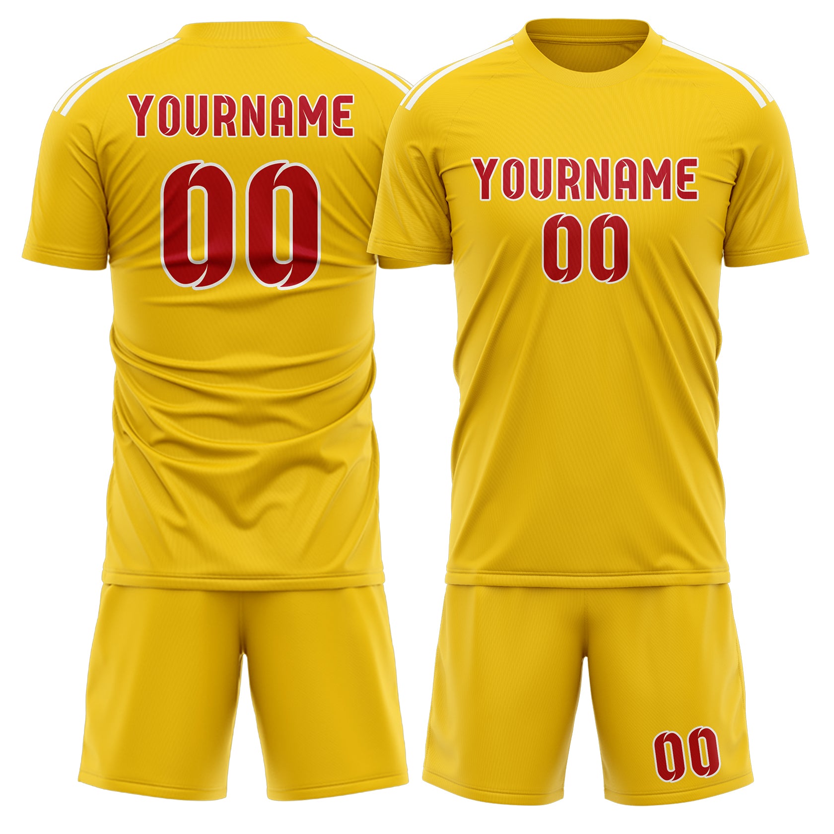 Maßgeschneidertes Professionelles Gold Rot Fußballtrikot-Set