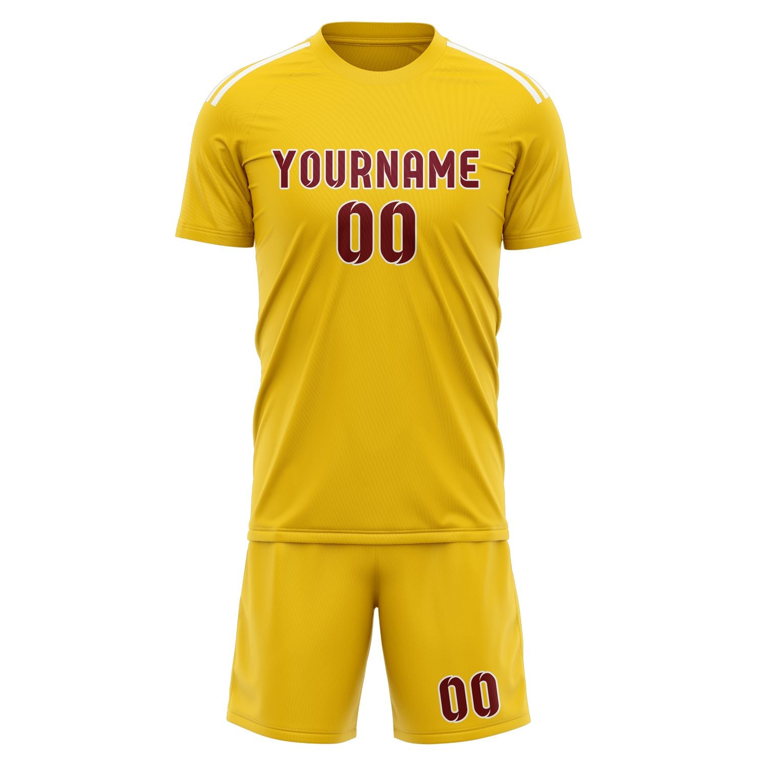 Maßgeschneidertes Professionelles Gold Karmesinrot Fußballtrikot-Set