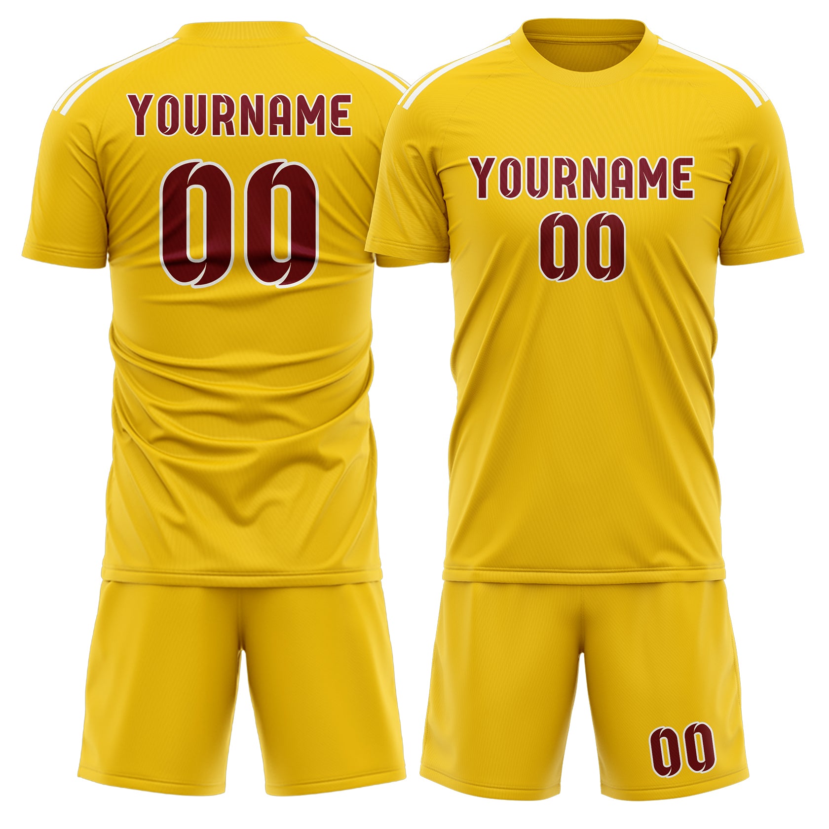 Maßgeschneidertes Professionelles Gold Karmesinrot Fußballtrikot-Set