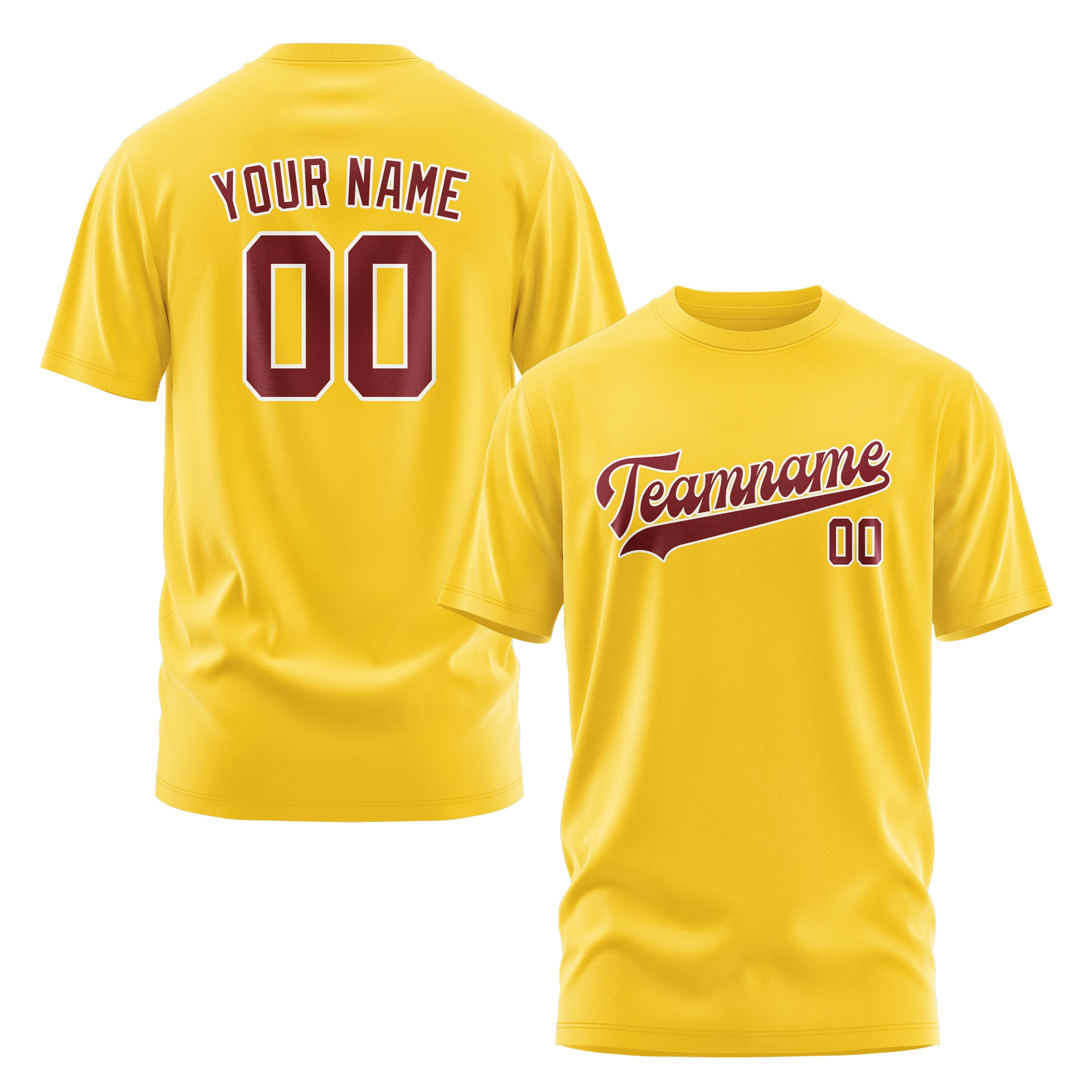 Maßgeschneidertes Gold Karmesinrot T-Shirt