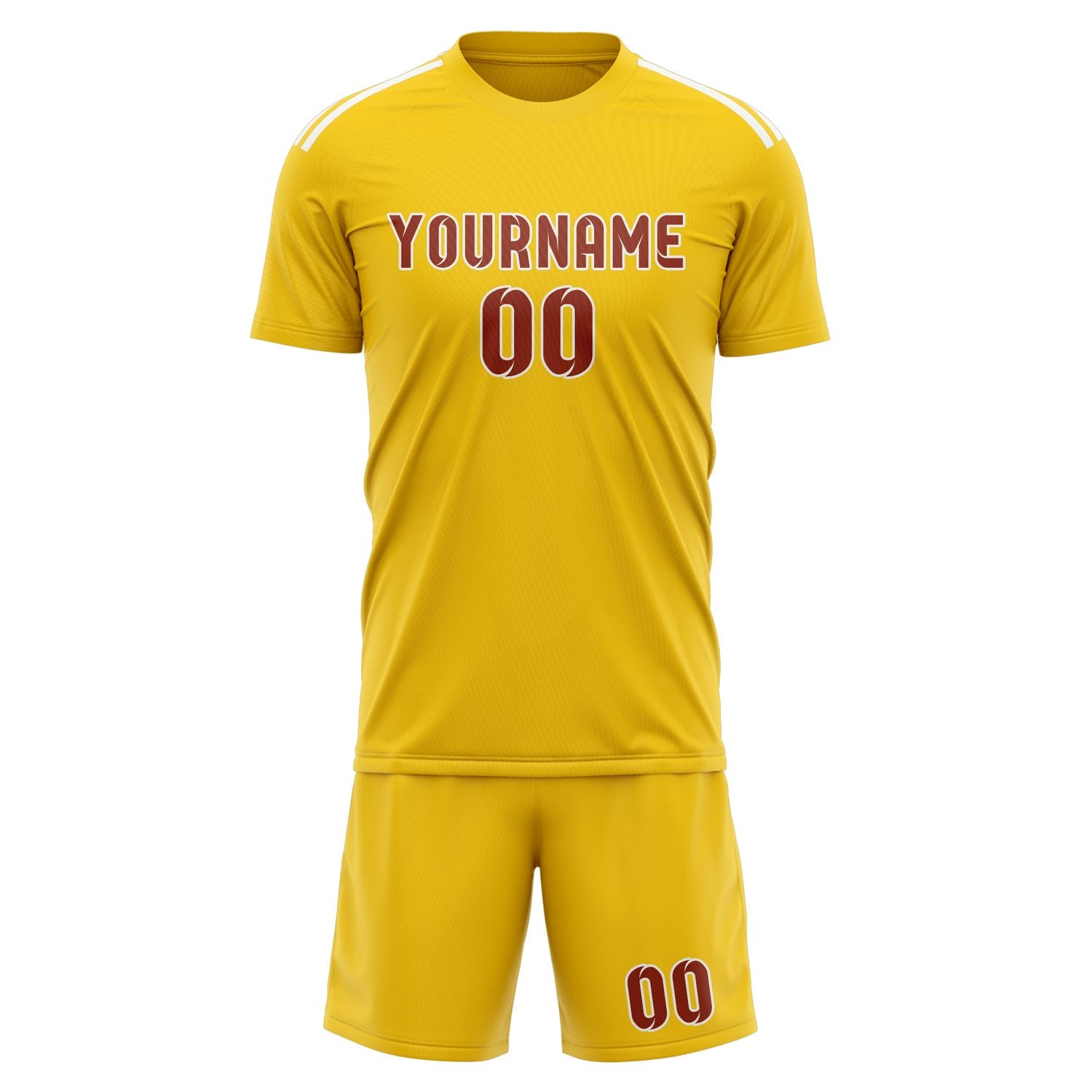 Maßgeschneidertes Professionelles Gold Korallenrot Fußballtrikot-Set