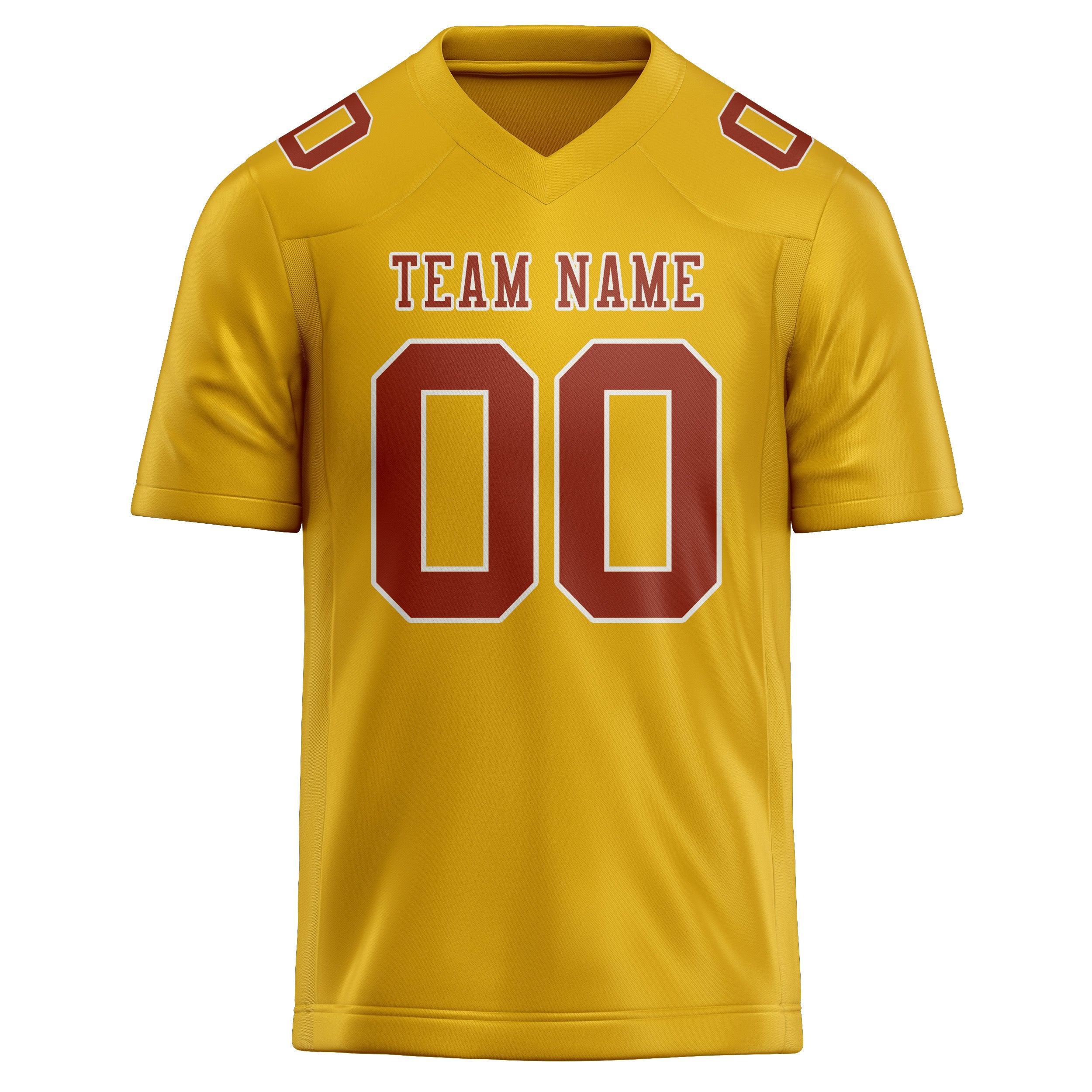 Maglia da rugby professionale personalizzata color oro e rosso corallo
