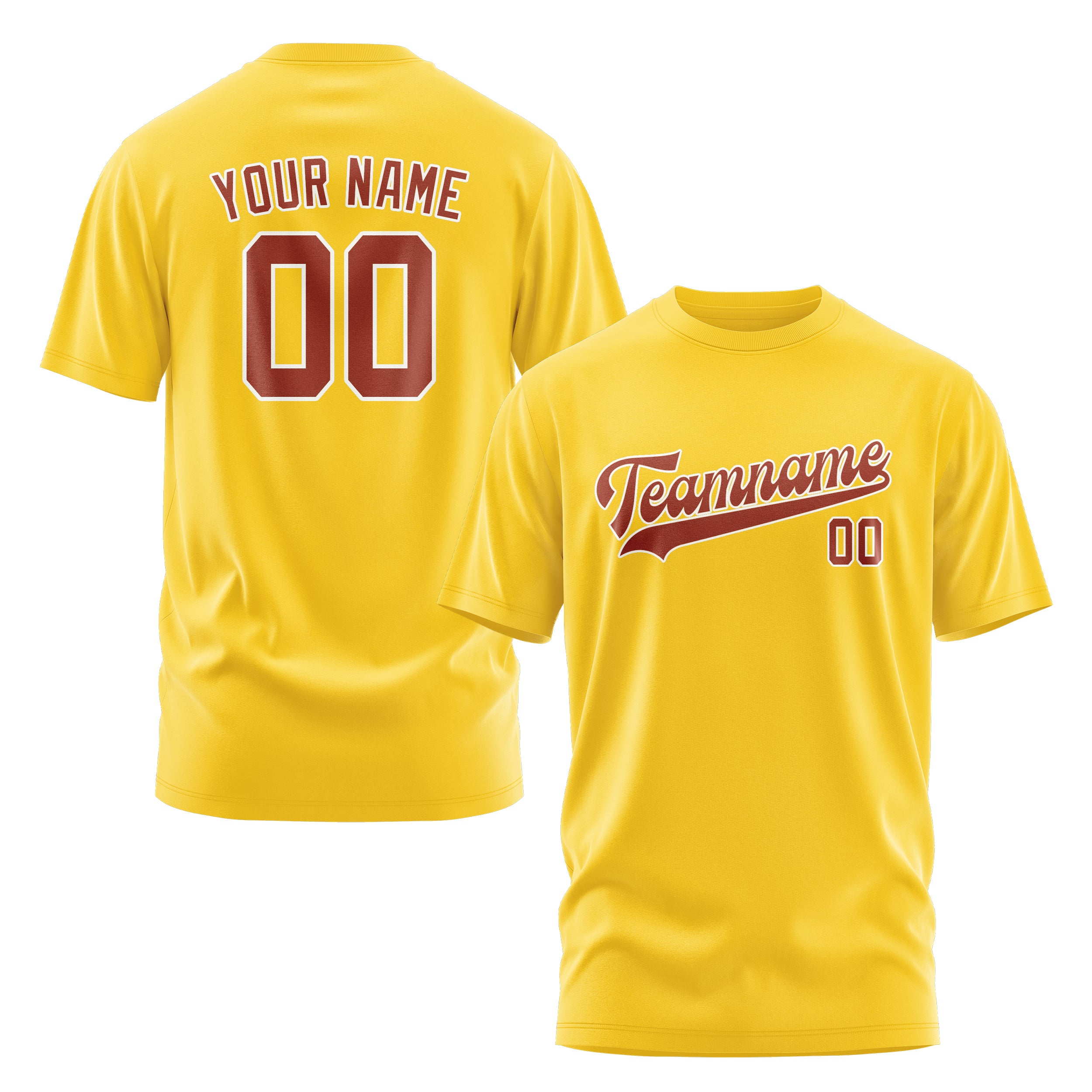 Maßgeschneidertes Gold Korallenrot T-Shirt