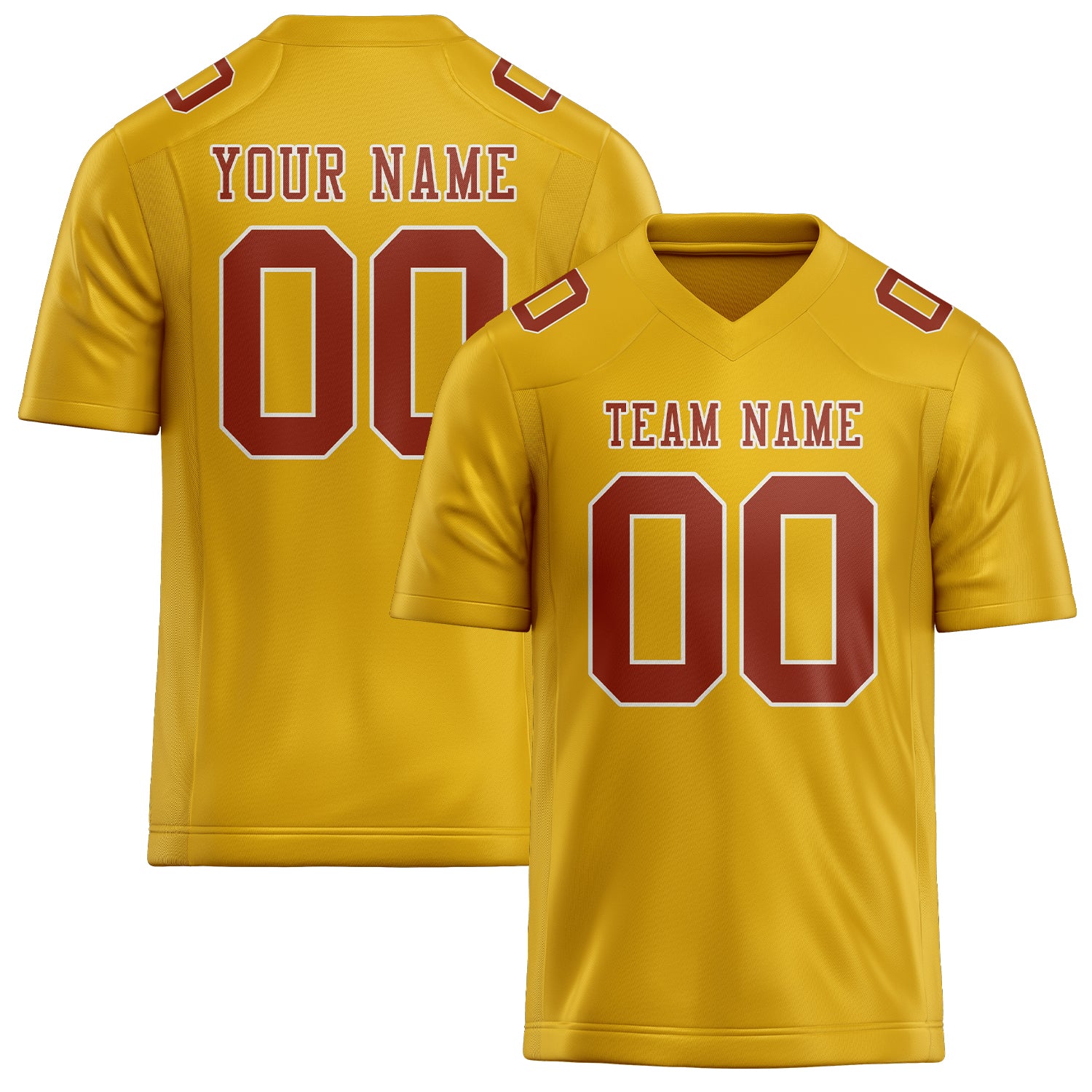 Maglia da rugby professionale personalizzata color oro e rosso corallo