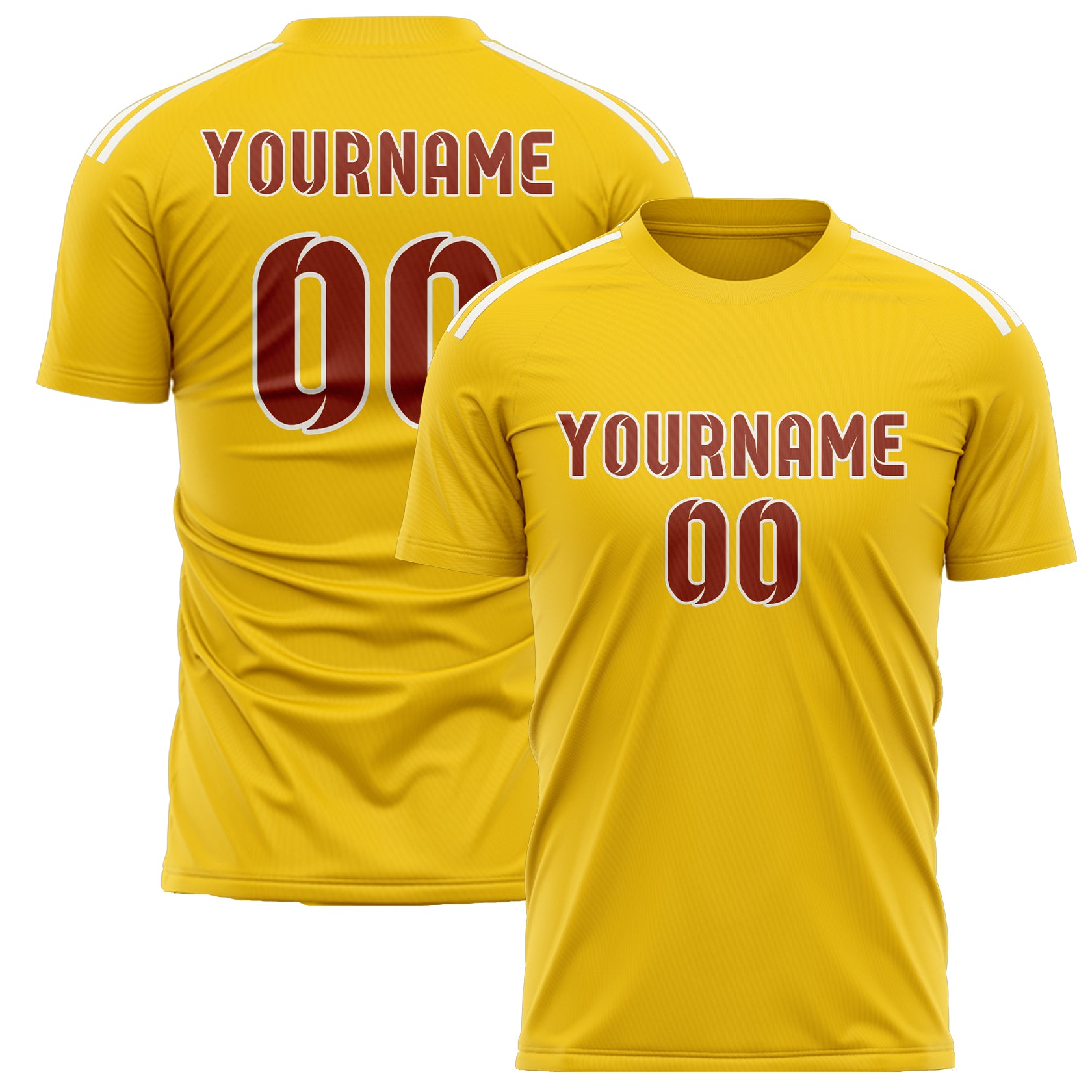 Benutzerdefiniertes Professionelles Gold Korallenrot Fußballtrikot