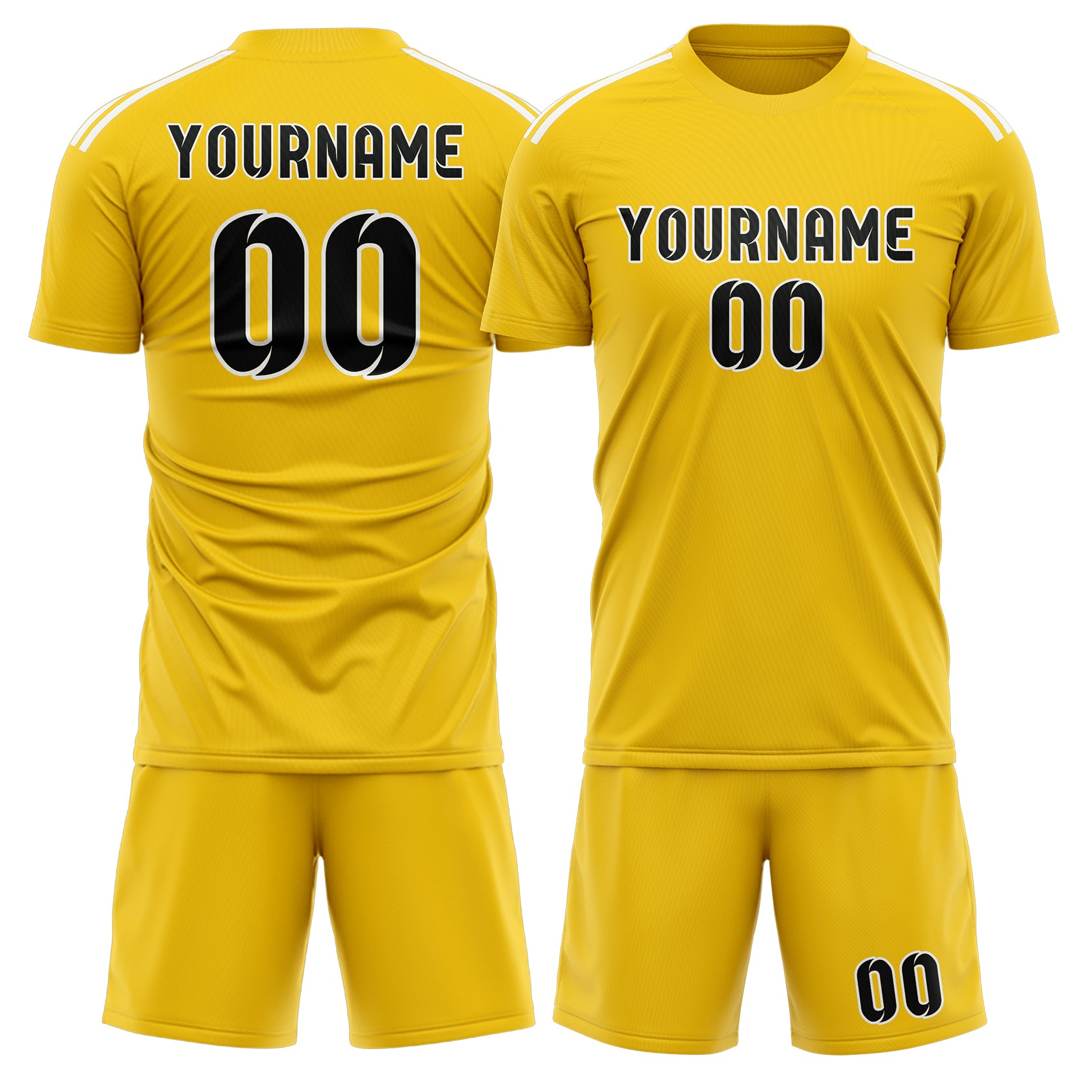 Maßgeschneidertes Professionelles Gold Schwarz Fußballtrikot-Set