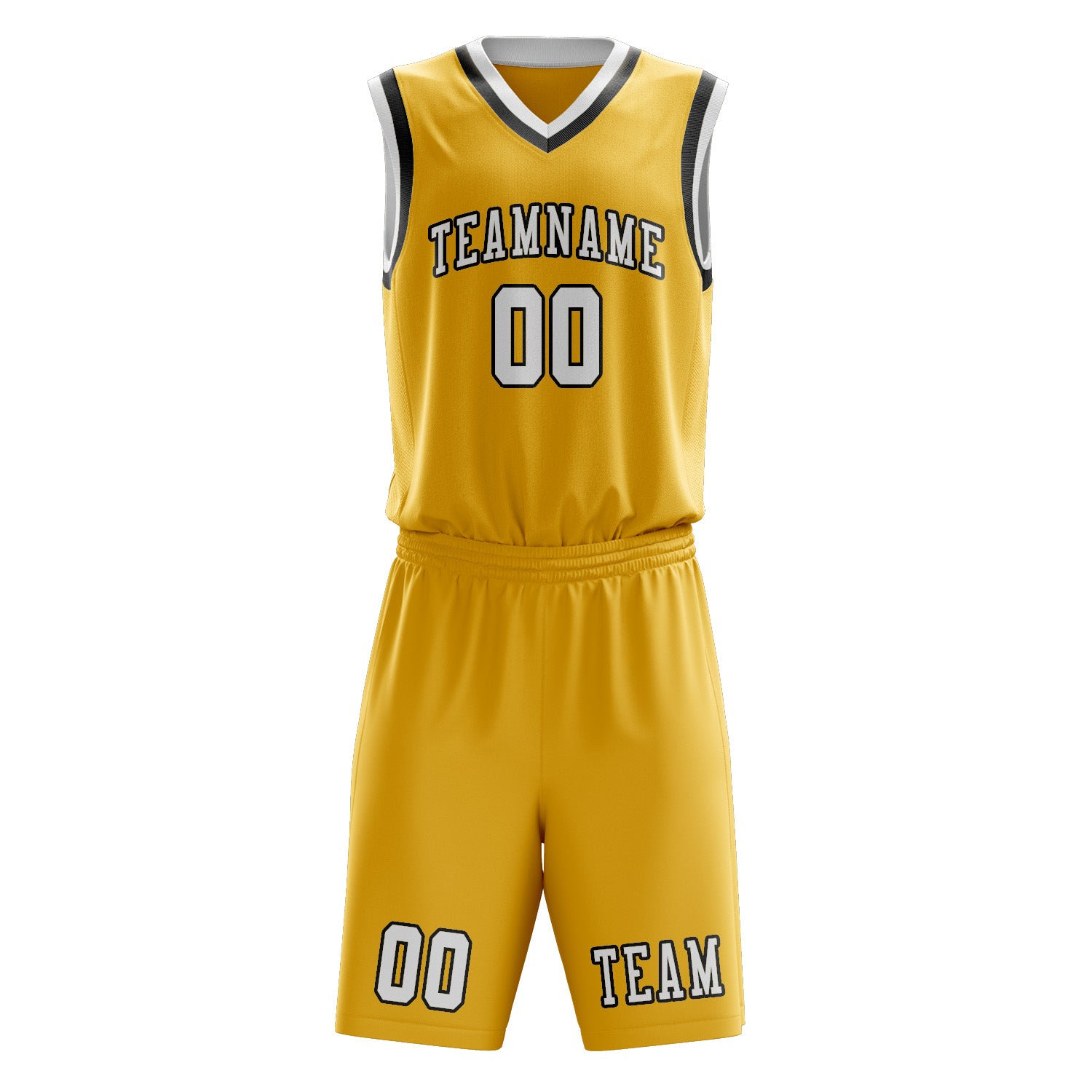 Benutzerdefiniertes Professionelles Gold Weiß Basketballtrikot-Set