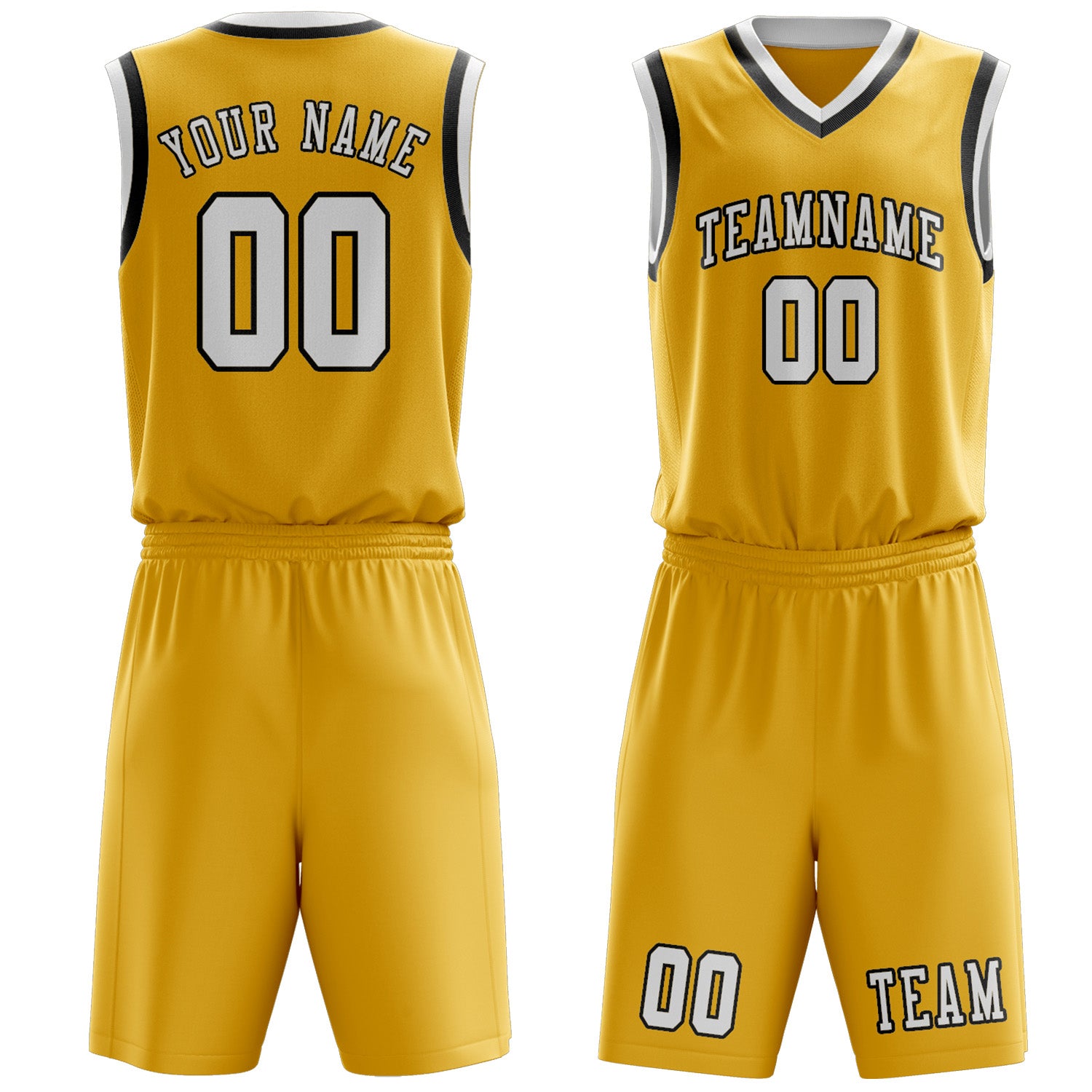 Benutzerdefiniertes Professionelles Gold Weiß Basketballtrikot-Set
