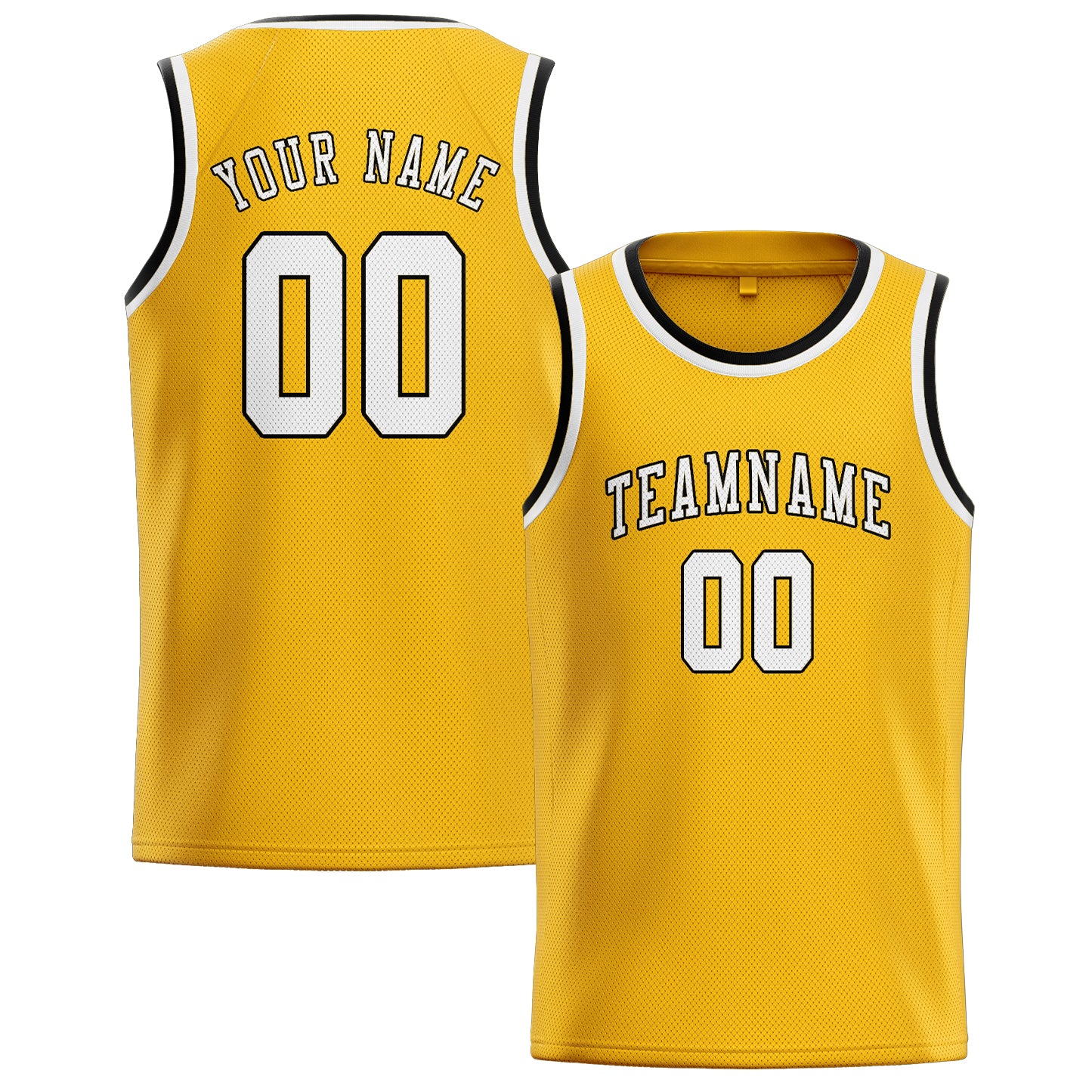 Benutzerdefiniertes Professionelles Gold Weiß Basketballtrikot