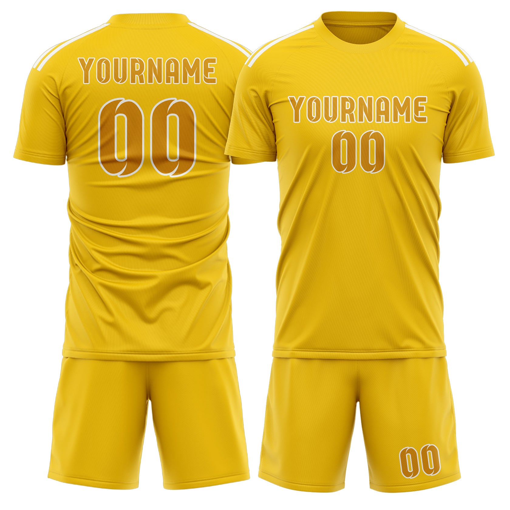 Maßgeschneidertes Professionelles Gold Gelb Fußballtrikot-Set